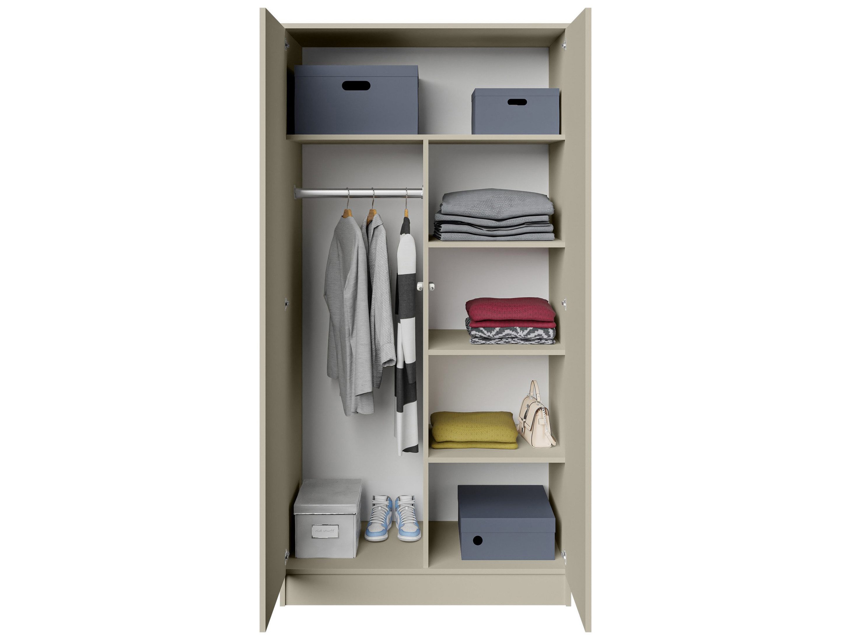 Beautysofa Kleiderschrank Zweitüriger mit Drehtürenschrank LOOK (Breite: 90 cm, Modernes TIP-ON Öffnungssystem (griffloses Öffnen möglich) Erhältlich mit oder ohne Schubladen