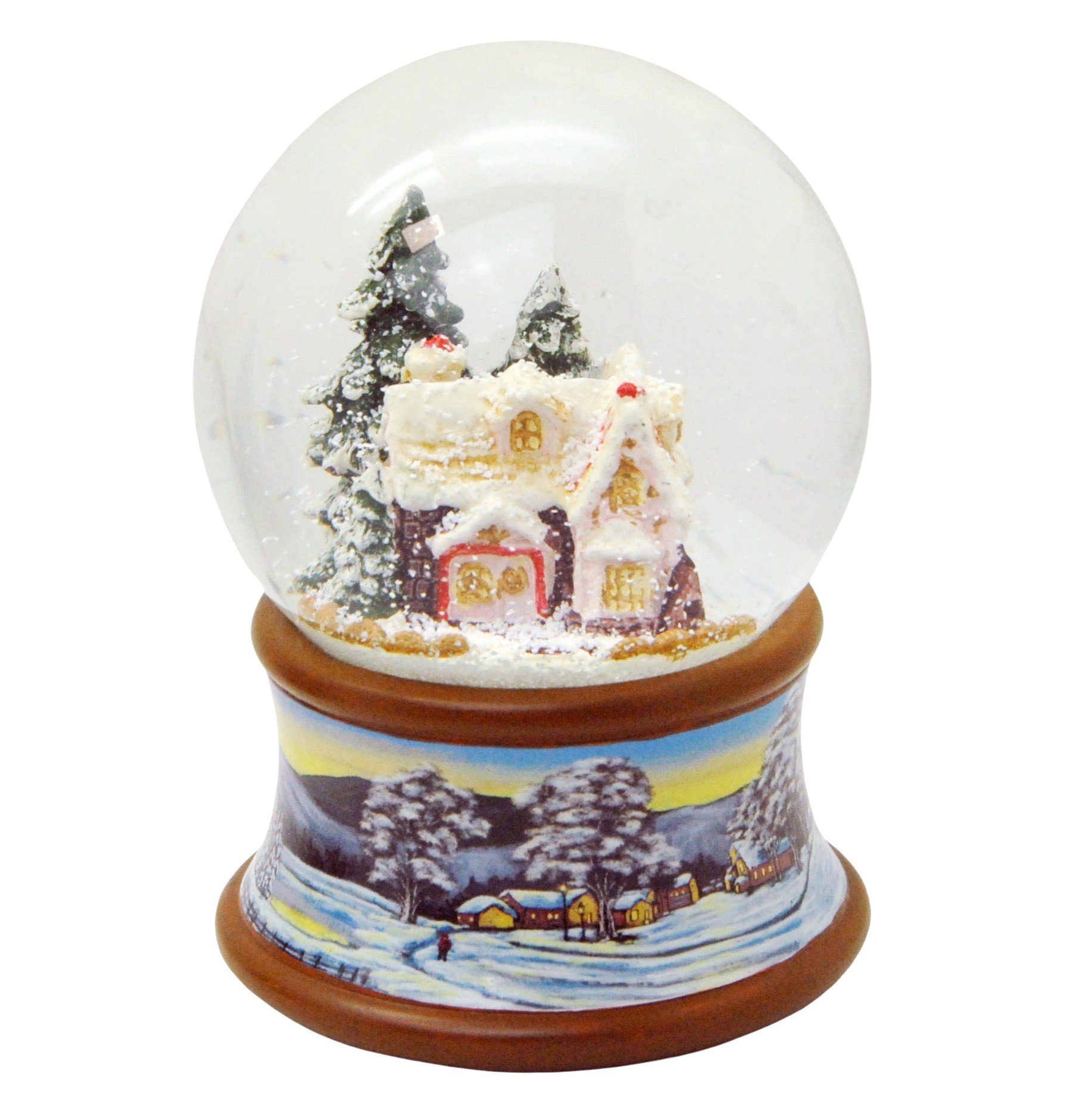 MINIUM-Collection auf cm mit Winterlandschaft 10 Zuckerbäckerhaus Spieluhr braun Sockel Schneekugel