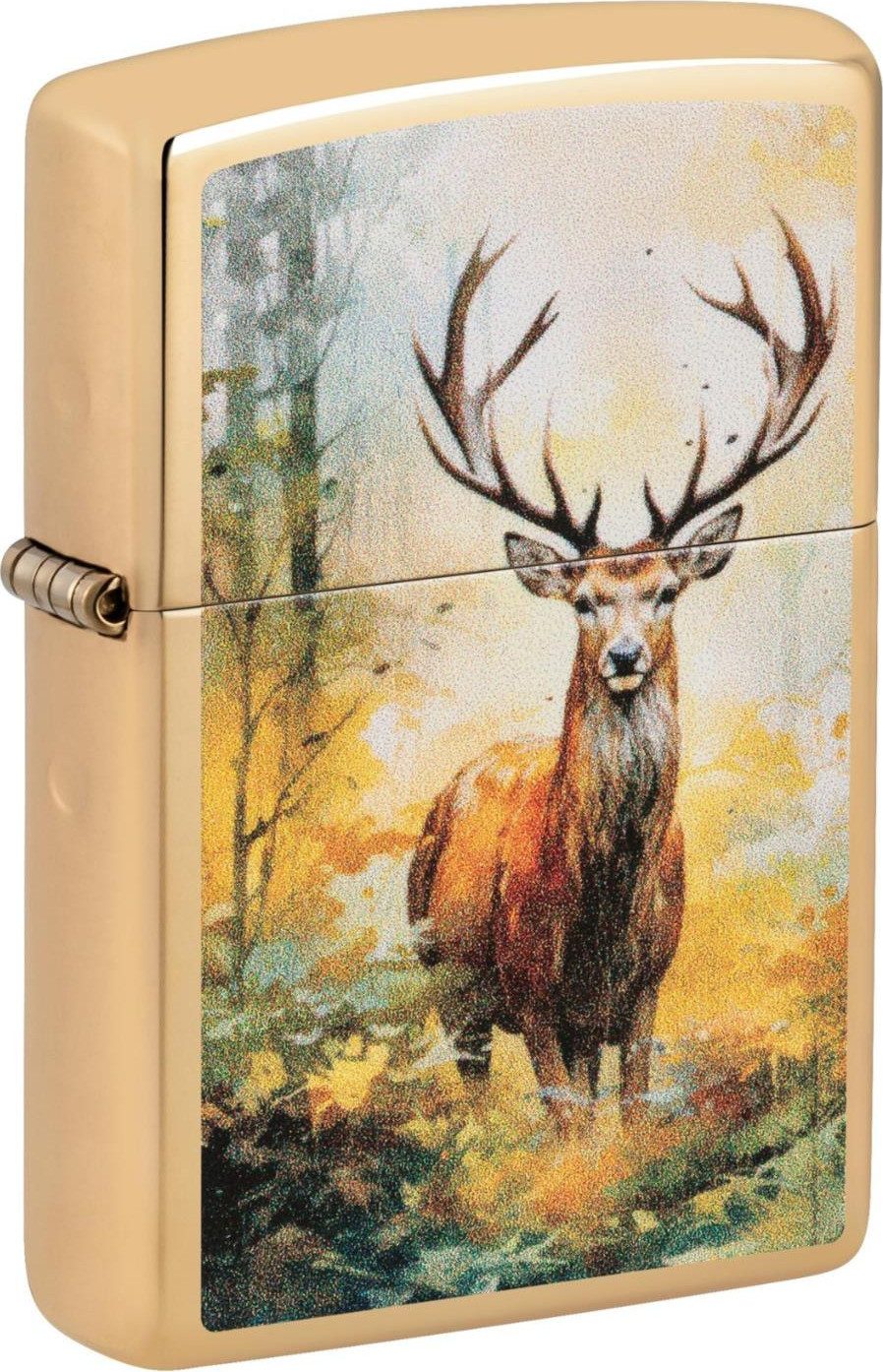 Zippo Feuerzeug Zippo Benzinfeuerzeug "Hirsch" Aquarell, Gold hochglanz (1-St), Hirschaufdruck