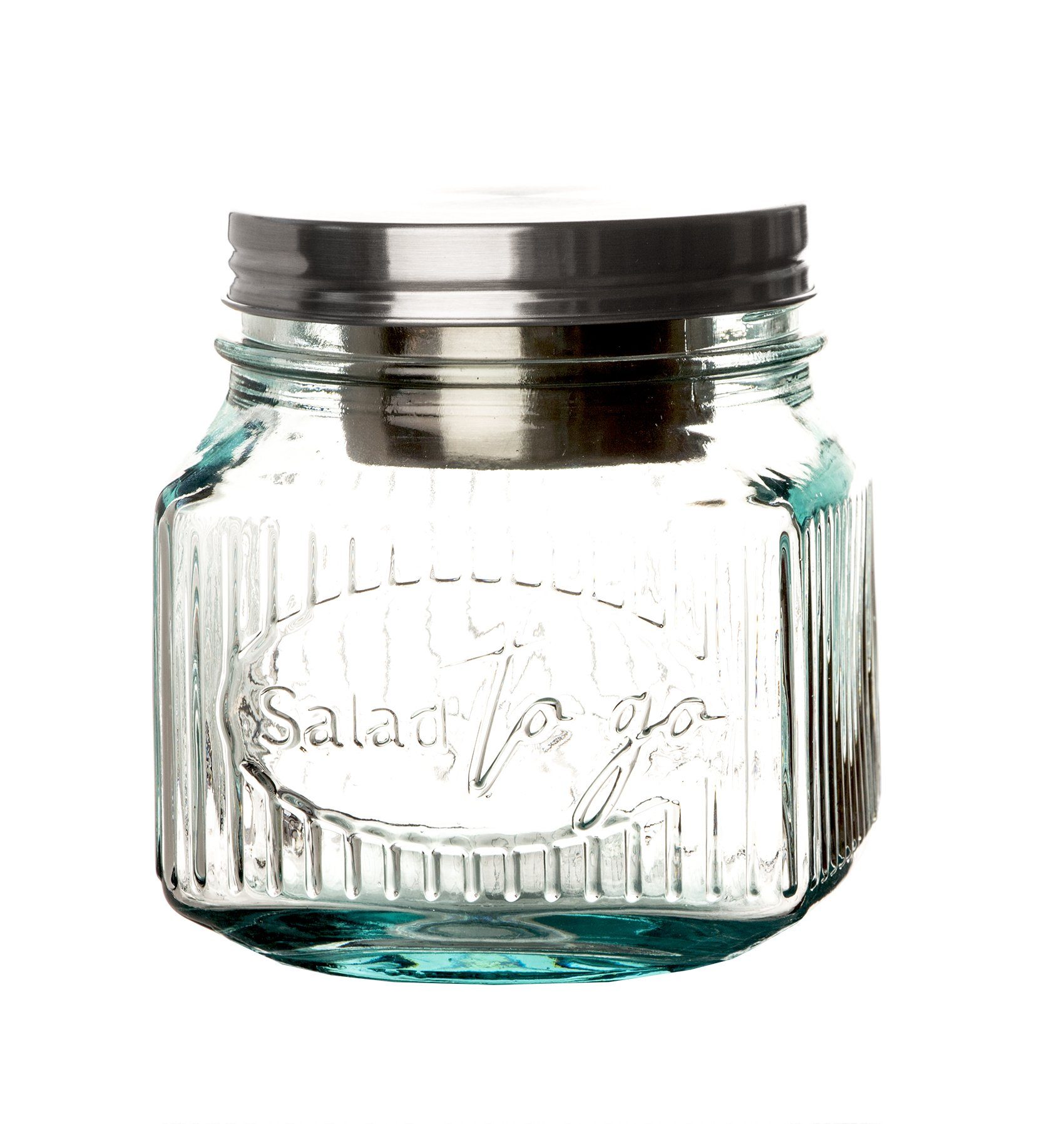 BigDean Salatbox Snack-to-go-Glas auslaufsicher Lunchbecher mit  Dressing-Einsatz&Deckel, Glas. Edelstahl, (1-tlg)