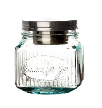 BigDean Salatbox Snack-to-go-Glas auslaufsicher Lunchbecher mit Dressing-Einsatz&Deckel, Glas. Edelstahl, (1-tlg)