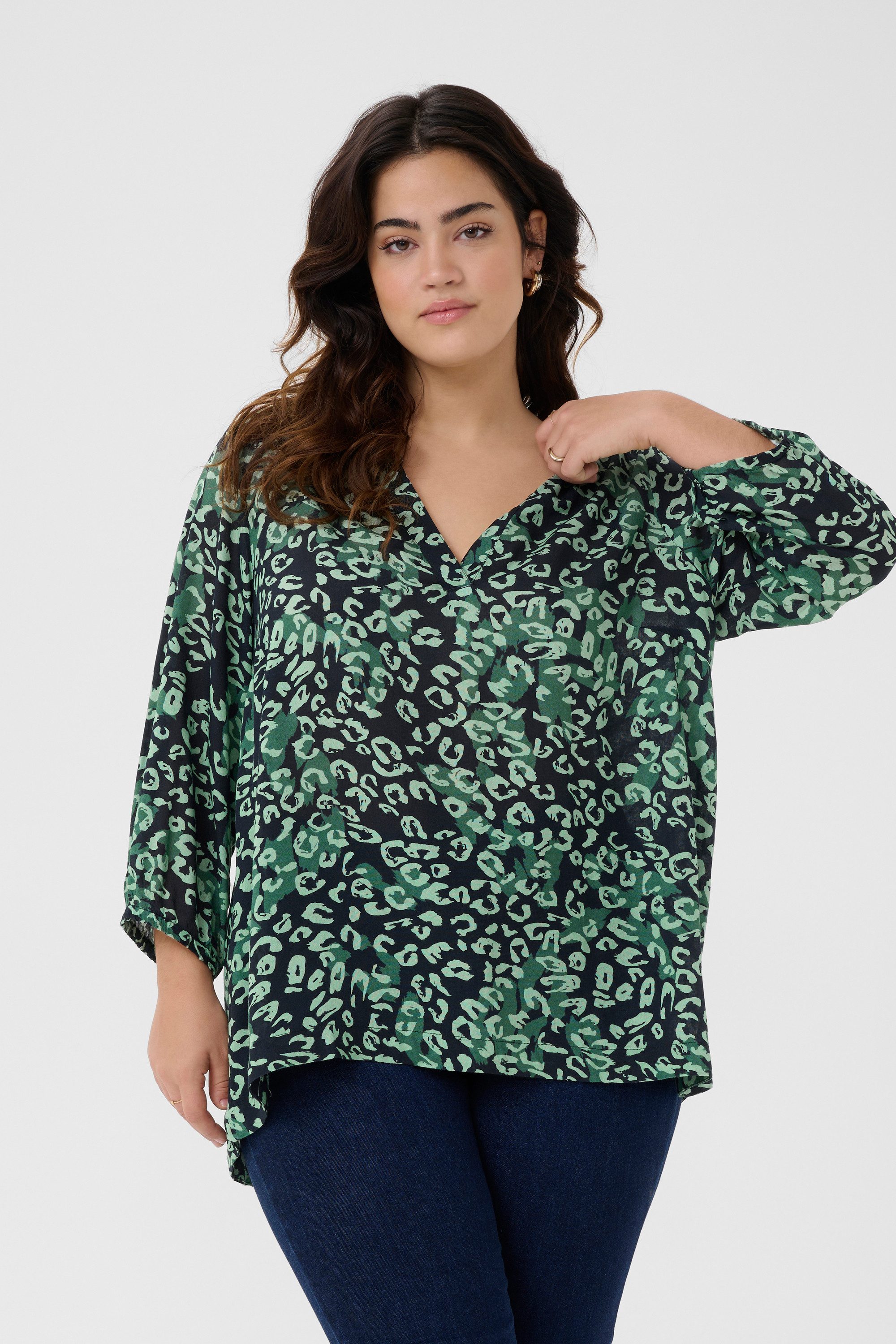 KAFFE Curve Kurzarmbluse Kurzarm-Bluse KCjanni Große Größen