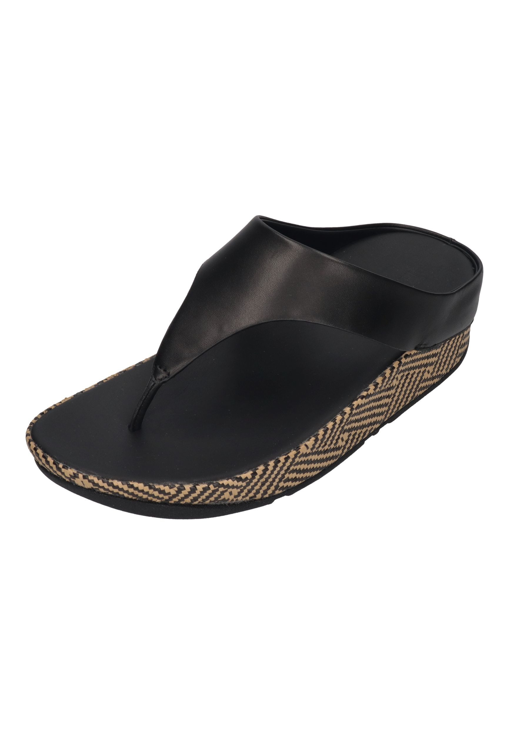 LULU LUX GRAPHIC-WEAVE LEATHER TOE-POST SANDALS Zehentrenner