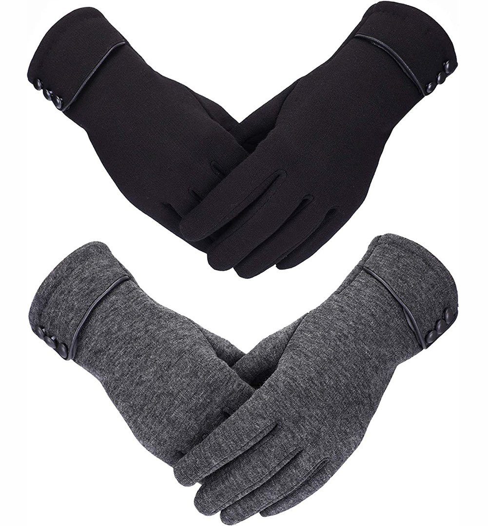 Leway Baumwollhandschuhe »2 Paar Damen Winter Handschuhe Warmer Plüsch  Handschuh Gefüttert Winddicht Handschuhe für Damen und Mädchen«