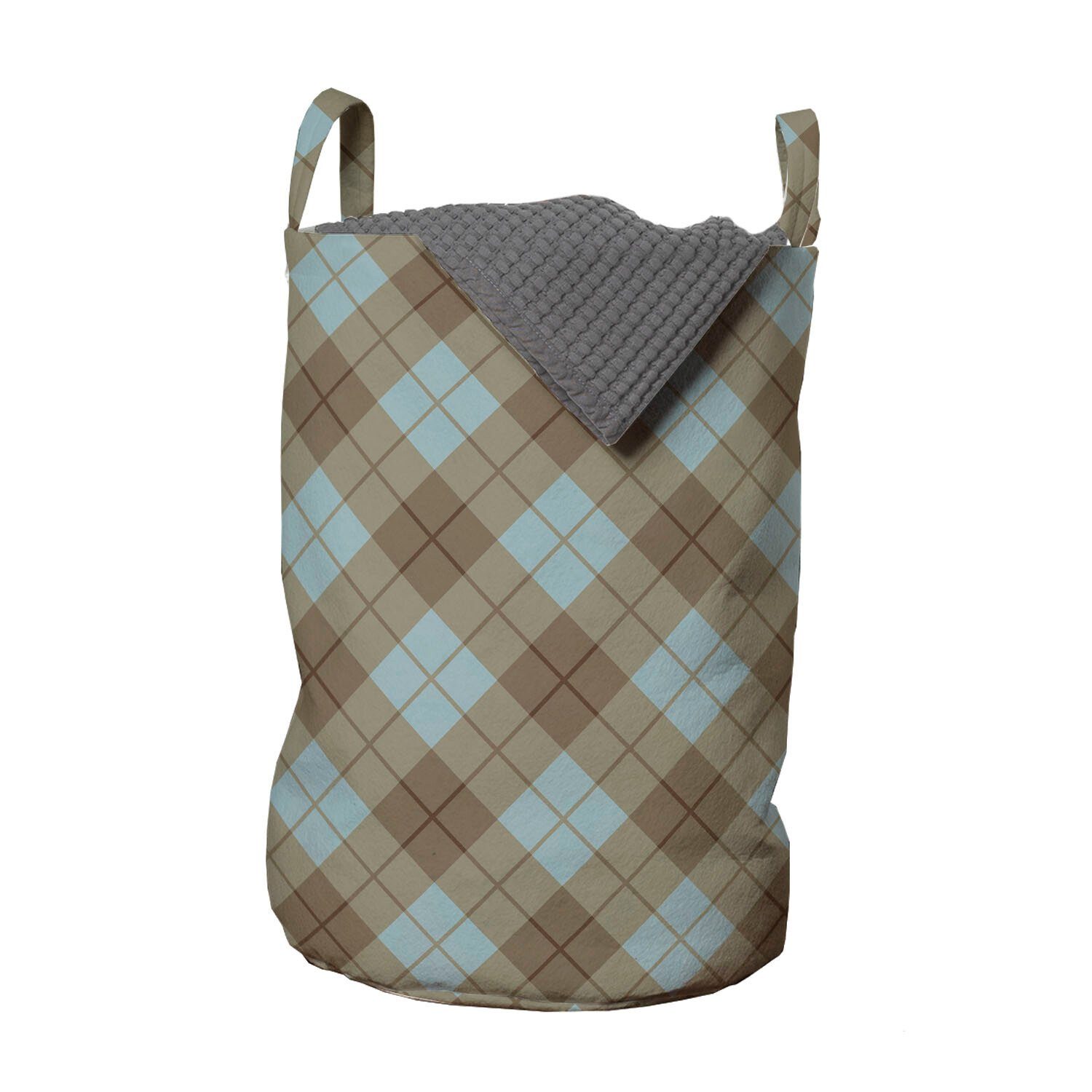 Abakuhaus Wäschesäckchen Wäschekorb mit Griffen Kordelzugverschluss für Waschsalons, Brown Plaid Wiederholte Bicolor Tartan