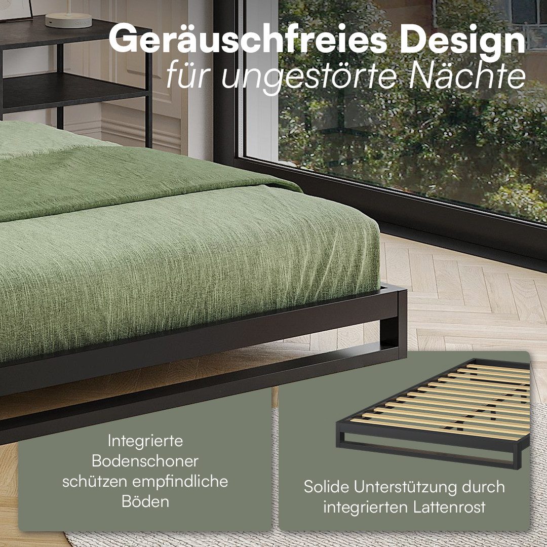 skølm Bettgestell Vidar inkl. Lattenrost, Metallbett in verschiedenen Größen, 120x200 cm, auch verfügbar in 140/160/180 x 200 cm – Bild 4 von 5
