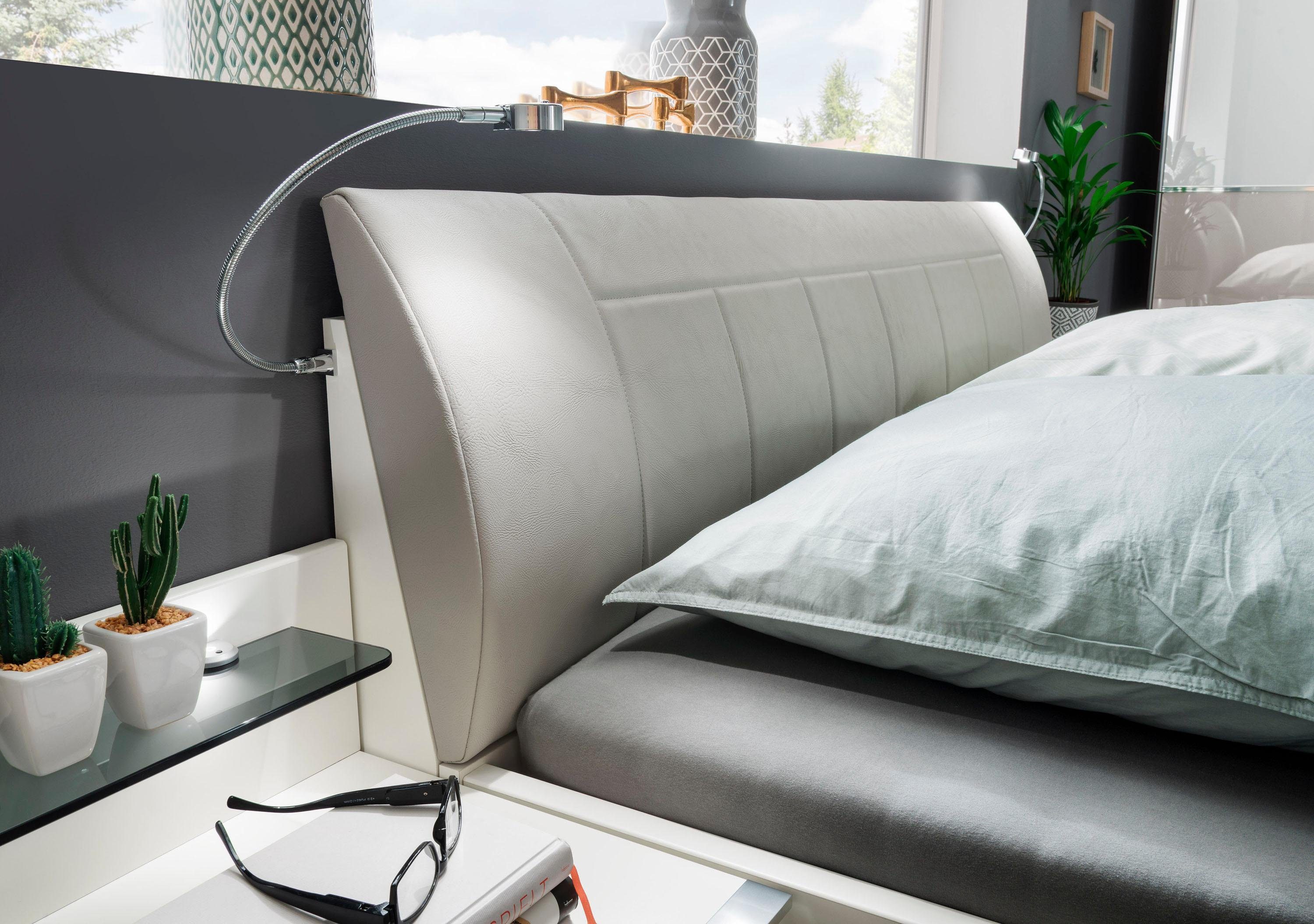WIEMANN Bett Shanghai, mit geschmackvollem Polsterkopfteil, Made in Germany, in verschiedenen Breiten, Füße chromfarben