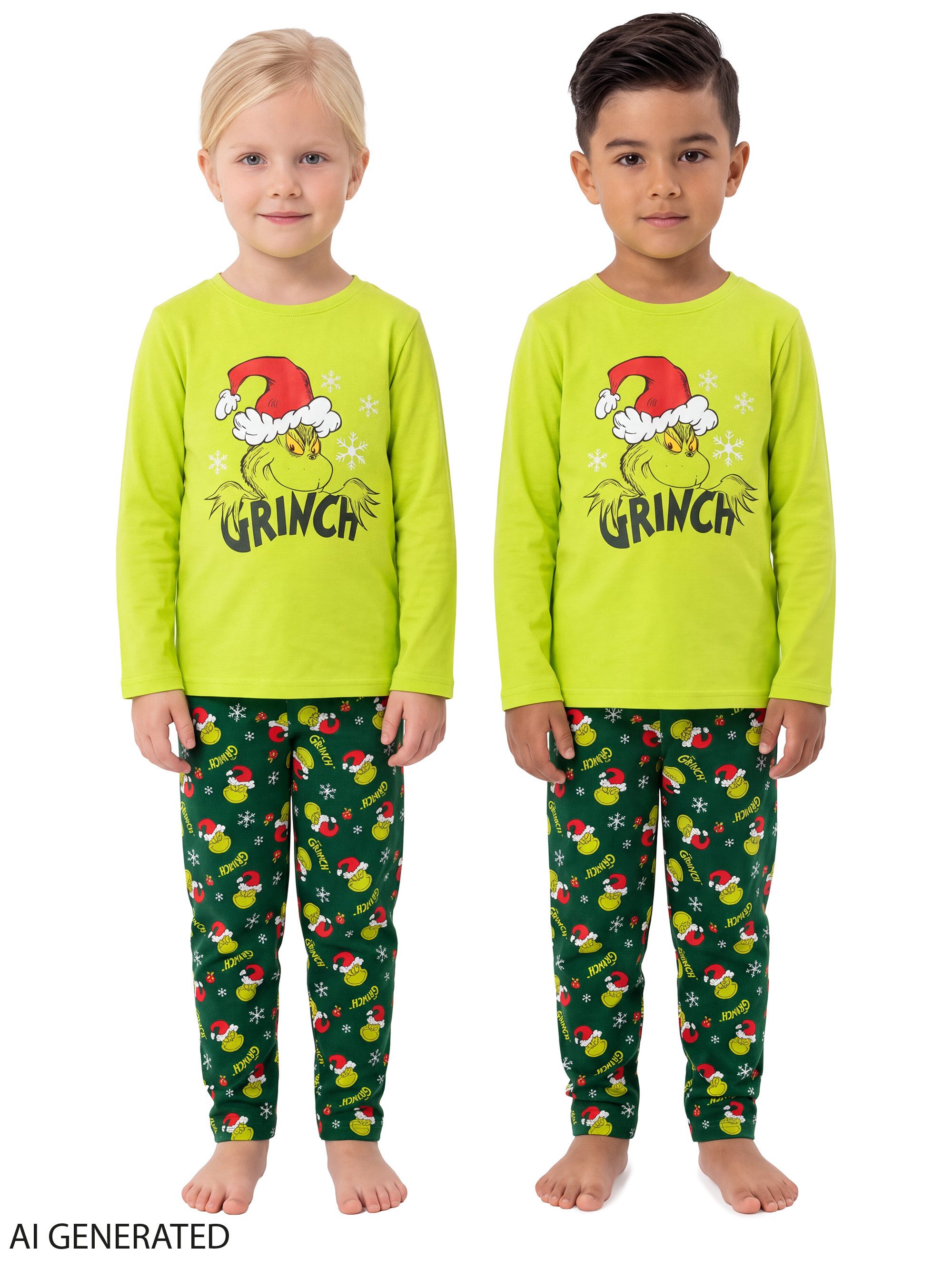 United Labels® Schlafanzug The Grinch Schlafanzug Pyjama Set Langarm Oberteil mit Hose