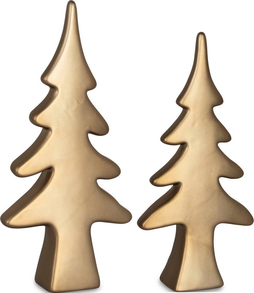 2 aus St), cm Baum 22,4 und 19,2 (Set, Dekobaum Leonique cm Höhe Pierre Dolomit, ca. Weihnachtsdeko,