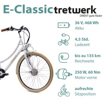 Tretwerk E-Bike E-Classic, 7 Gang, Nabenschaltung, Frontmotor, E Bike Damen Fahrrad 28 Zoll Pedelec 155 - 175cm retro Elektrofahrrad
