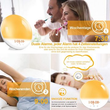 MUPOO Radiowecker Wake Up Light Led Sonnenaufgang Wecker Nachttischlampe mit FM, USB Bestes Geschenk für Familienliebhaber und Kinder