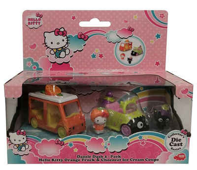 SANRIO Spielfigur Dickie Toys 253242000 Hello Kitty Dazzle Dash 2er, (Packung, 4-tlg., Enthält zwei Kitty-Figuren mit zwei Autos)