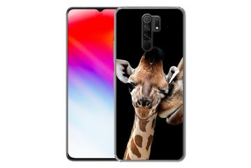 MuchoWow Handyhülle Giraffe - Tiere - Schwarz - Porträt - Tiere, Phone Case, Handyhülle Xiaomi Redmi 9, Silikon, Schutzhülle
