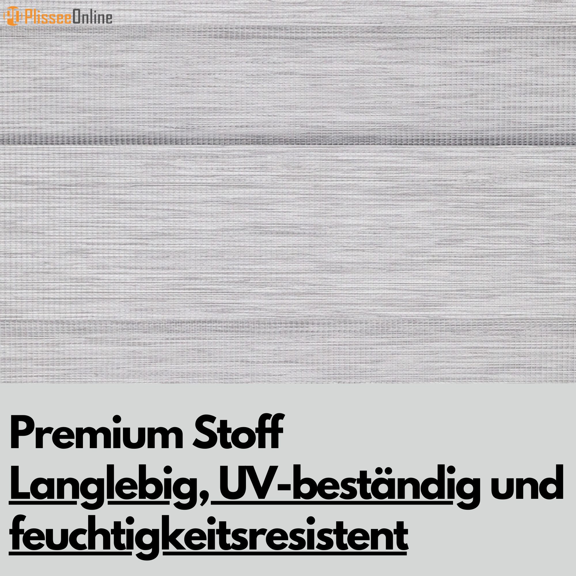 Doppelrollo Doppelrollo mit Kassette Weiß Grau Höhe 250/200 cm mit und ohne Perlen, Plisseeonline, abdunkelnd, DeckenmontageDeckenmontage, Inkl. Montagezubehör für Deckenmontage, Wand oder Decke, mit Kindersicherung
