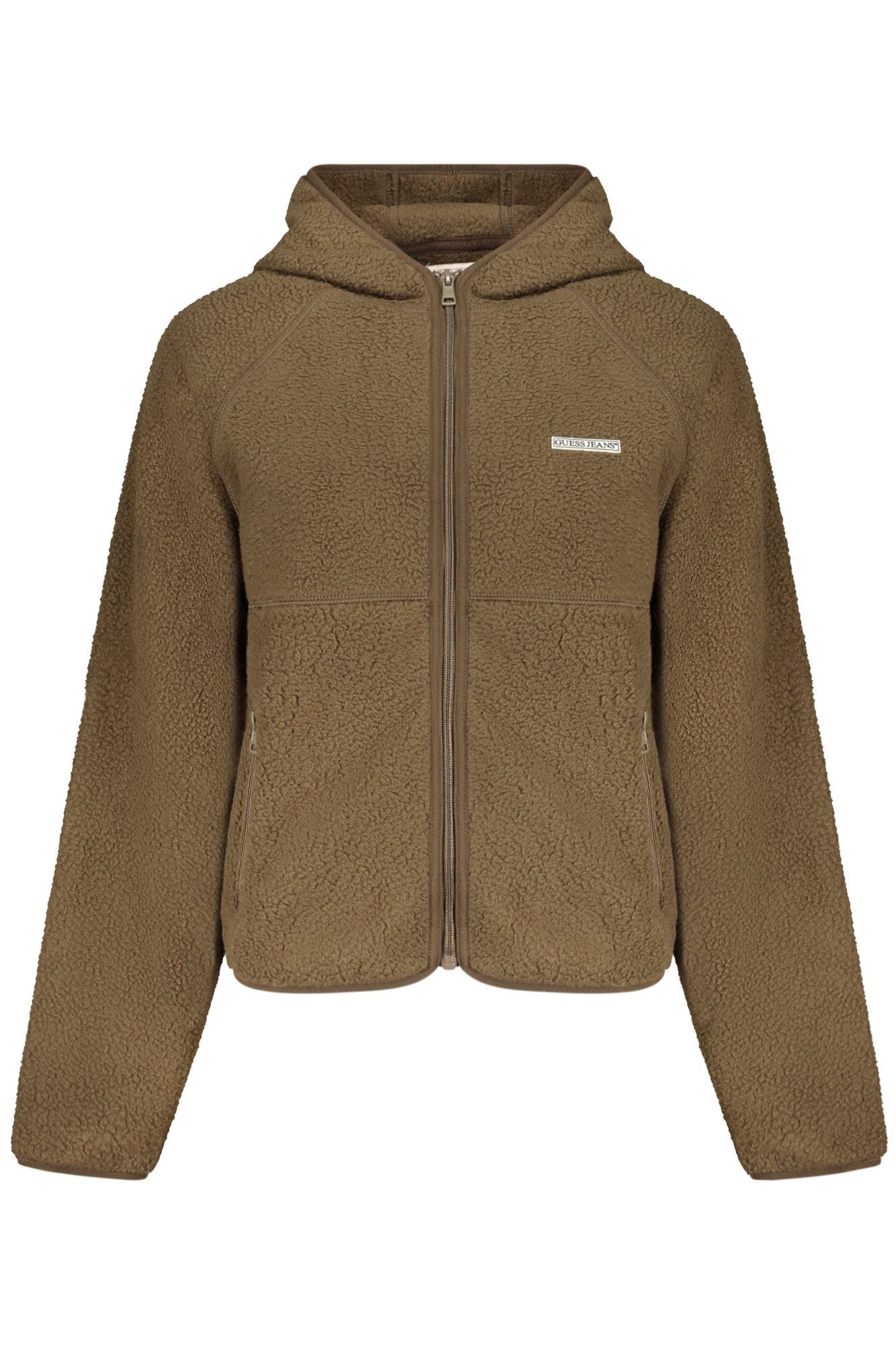 GUESS JEANS Sweatshirt Damen Kapuzenpullover Braun mit Reißverschluss &