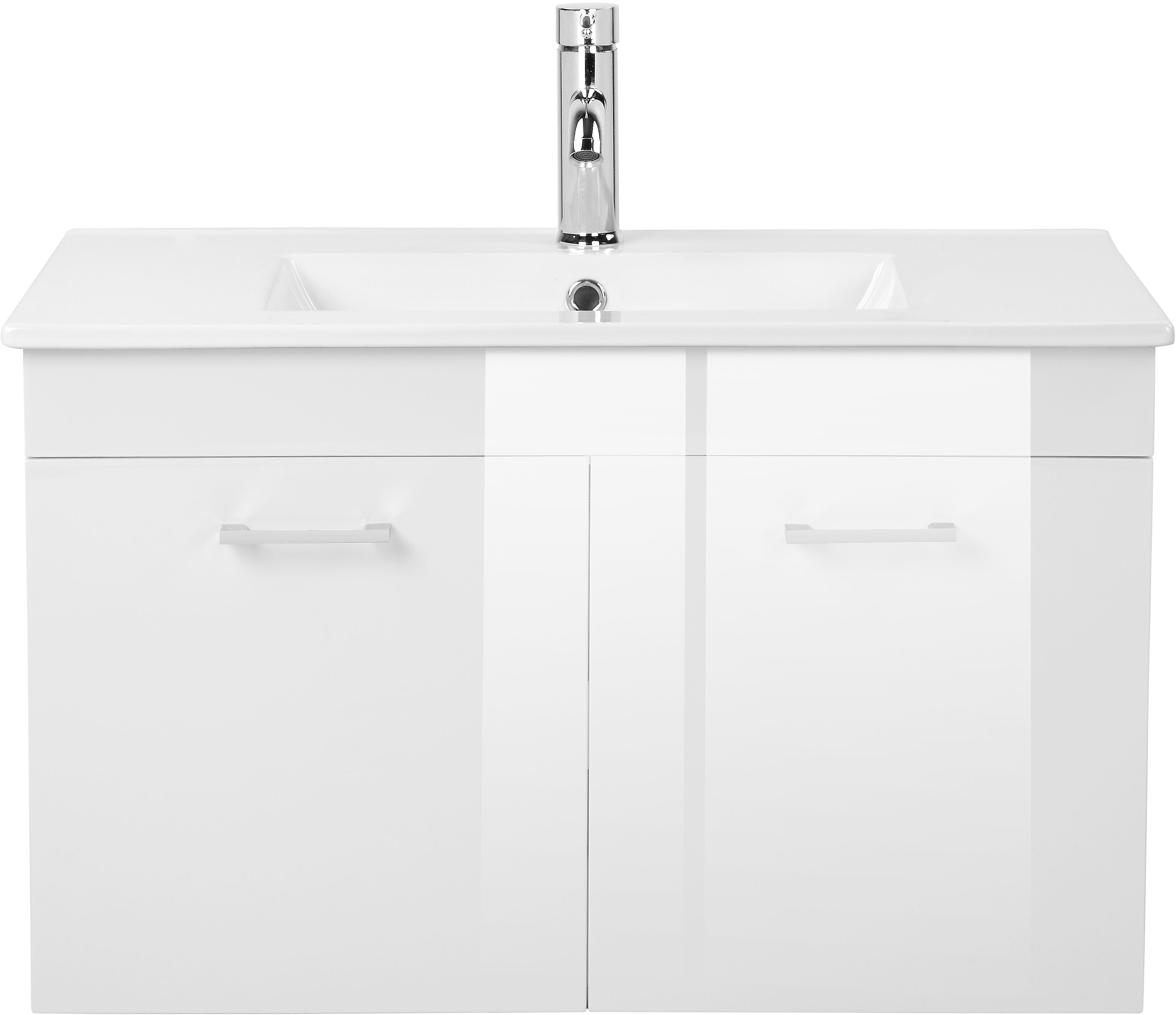 welltime Waschtisch Florenz, Breite 60cm, 2 Tür, 2 Fächer, MDF-Front (Set, Waschtisch inklusive Waschbecken), Waschplatz mit 2 Türen,in verschiedenen Farben erhältlich, Badmöbel