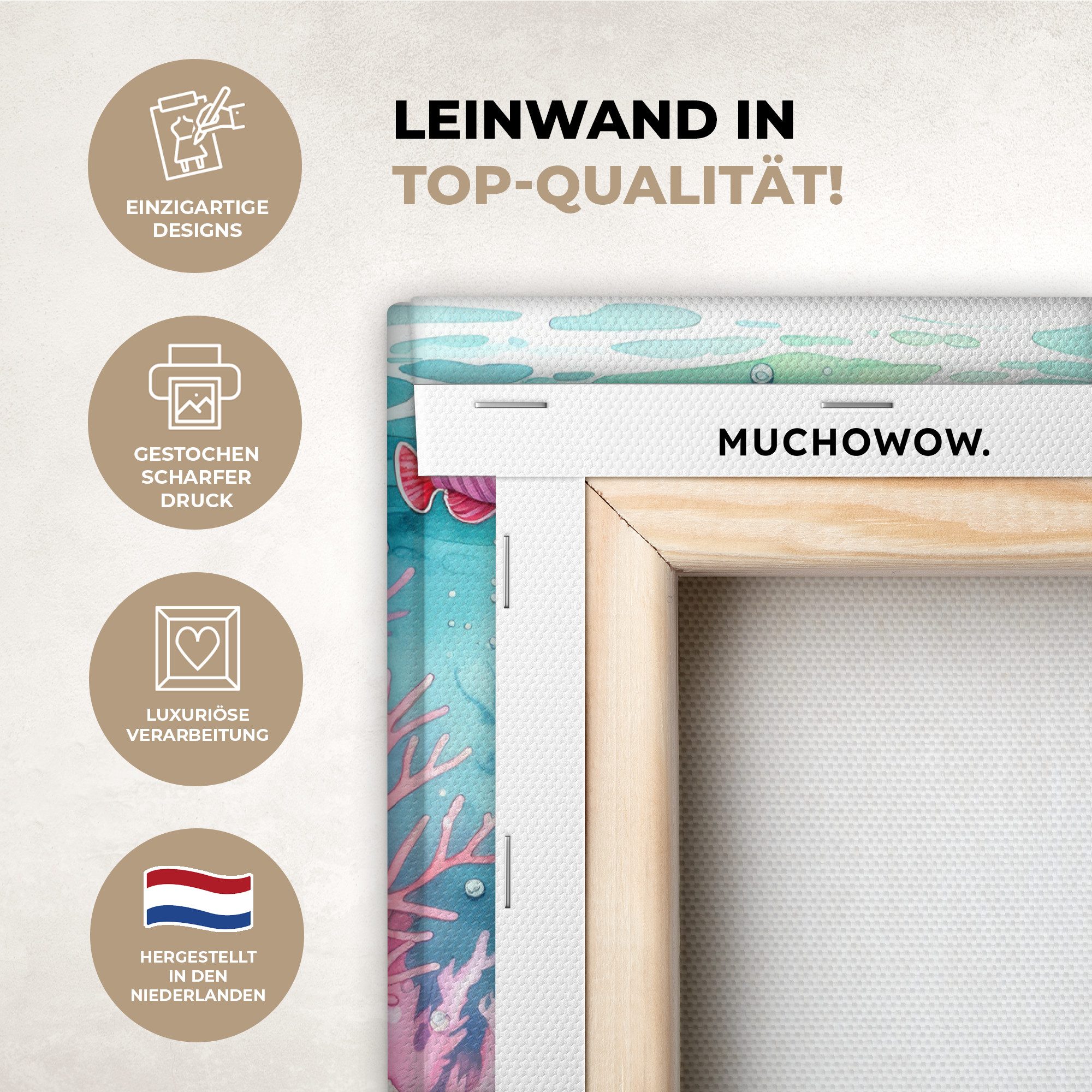 OneMillionCanvasses® Leinwandbild Meerjungfrau - Bunt - Unterwasser - Meere günstig online kaufen