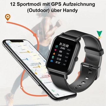 blackview Smartwatch (1,3 Zoll, Android iOS), Für Fitness Tracker Touchscreen Fitnessuhr mit SpO2 Pulsuhr Armbanduhr