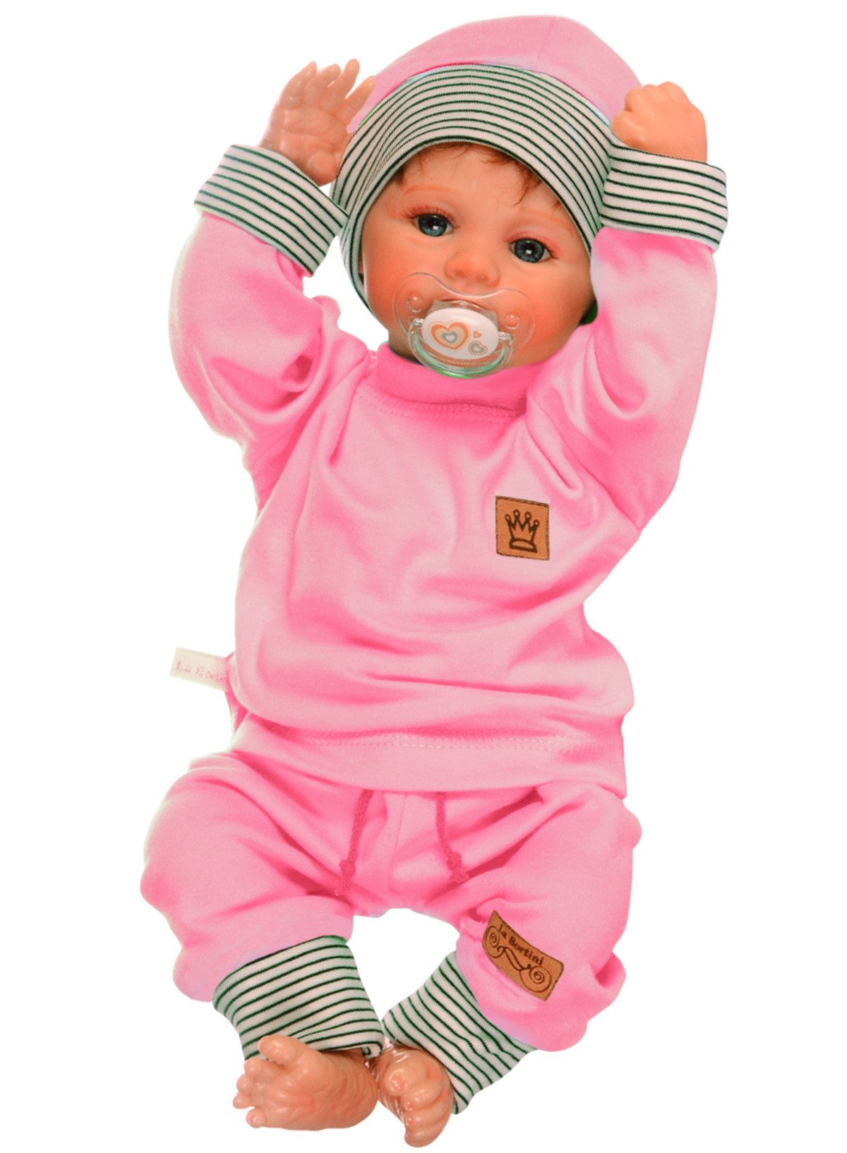 Erstausstattungspaket Baby Anzug in Rosa Langarmshirt Mitwachshose Mütze Set