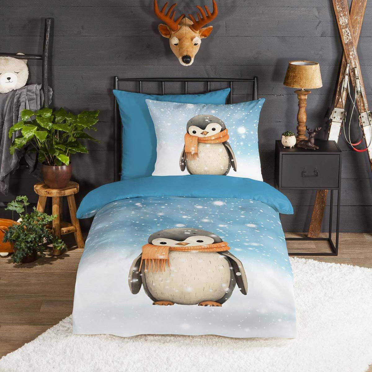 TRAUMSCHLAF Bettwäsche Pinguin, Flanell, 2 teilig, besonders weich und warm günstig online kaufen