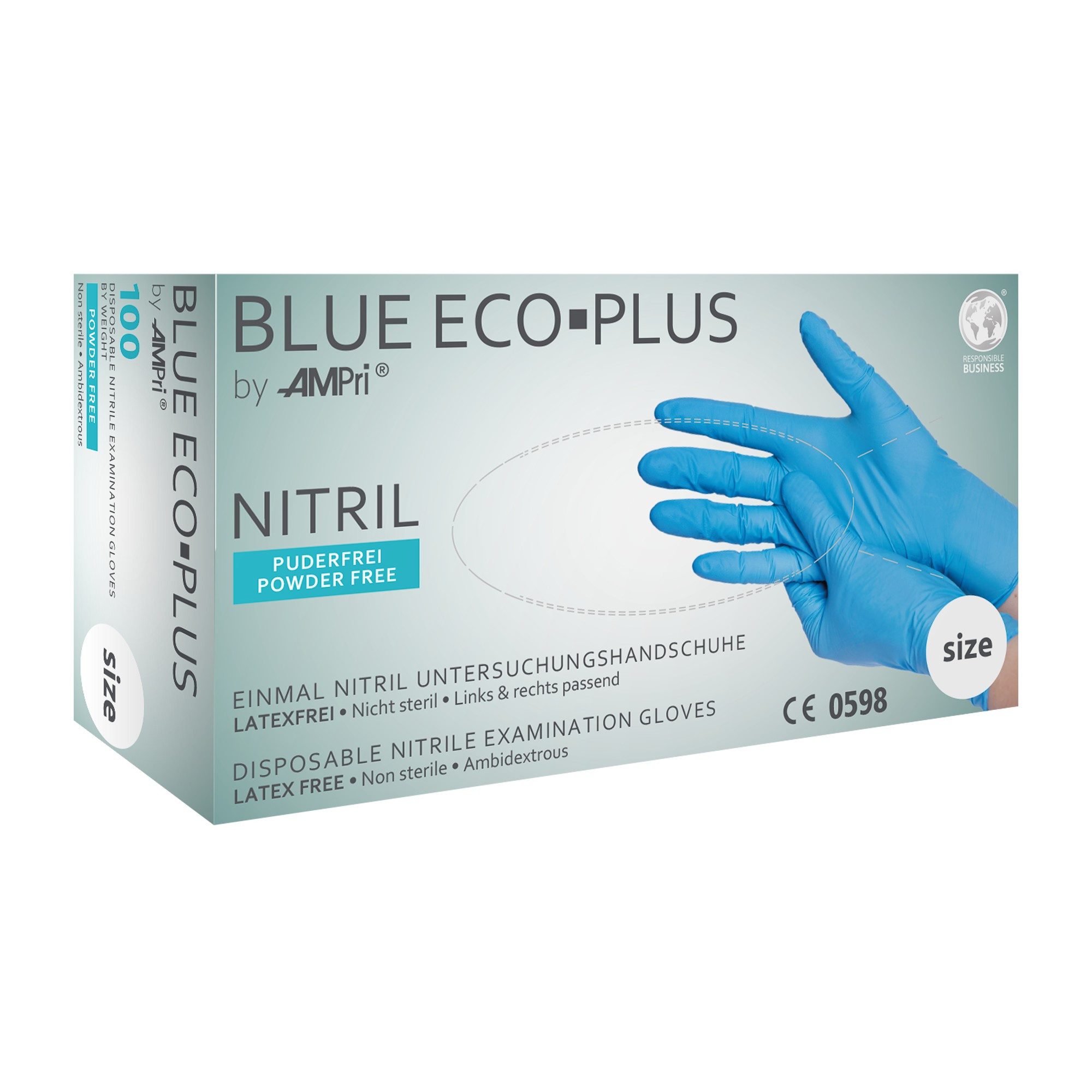 AMPri Nitril-Handschuhe Blue Eco-Plus - Nitril-Untersuchungshandschuh (100-St)