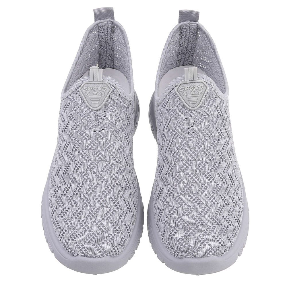 Ital-Design Sportlicher Damenschuh mit atmungsaktivem Obermaterial Slip-On Sneaker (88843494) Keilabsatz/Wedge Sneakers Low in Hellgrau