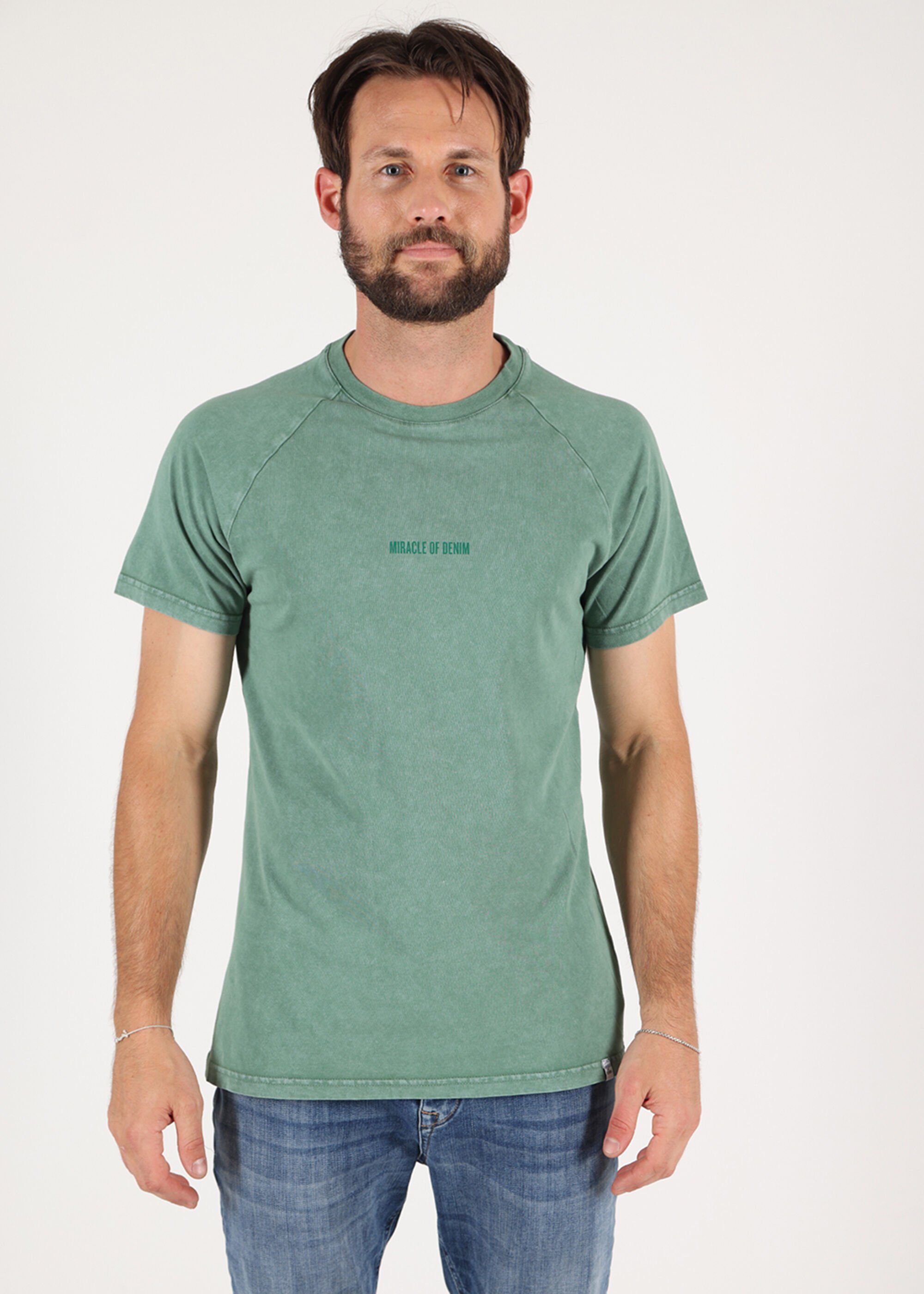 T-Shirt Froggy Denim of unifarbenen Design Green Miracle im