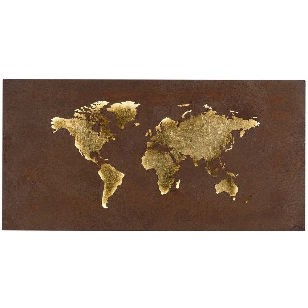 WOFI LED Wandleuchte 4556.01.15.9600 LED Wandleuchte Weltkarte "LINDA" gold 1700lm