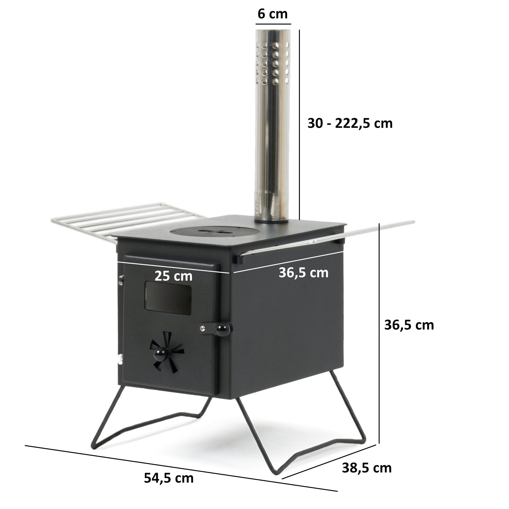 CampFeuer Feuerstelle Zeltofen, 54 x 40 x 259,5 cm, Zeltheizung Camping, Zelt Ofen Outdoor – Bild 4 von 5