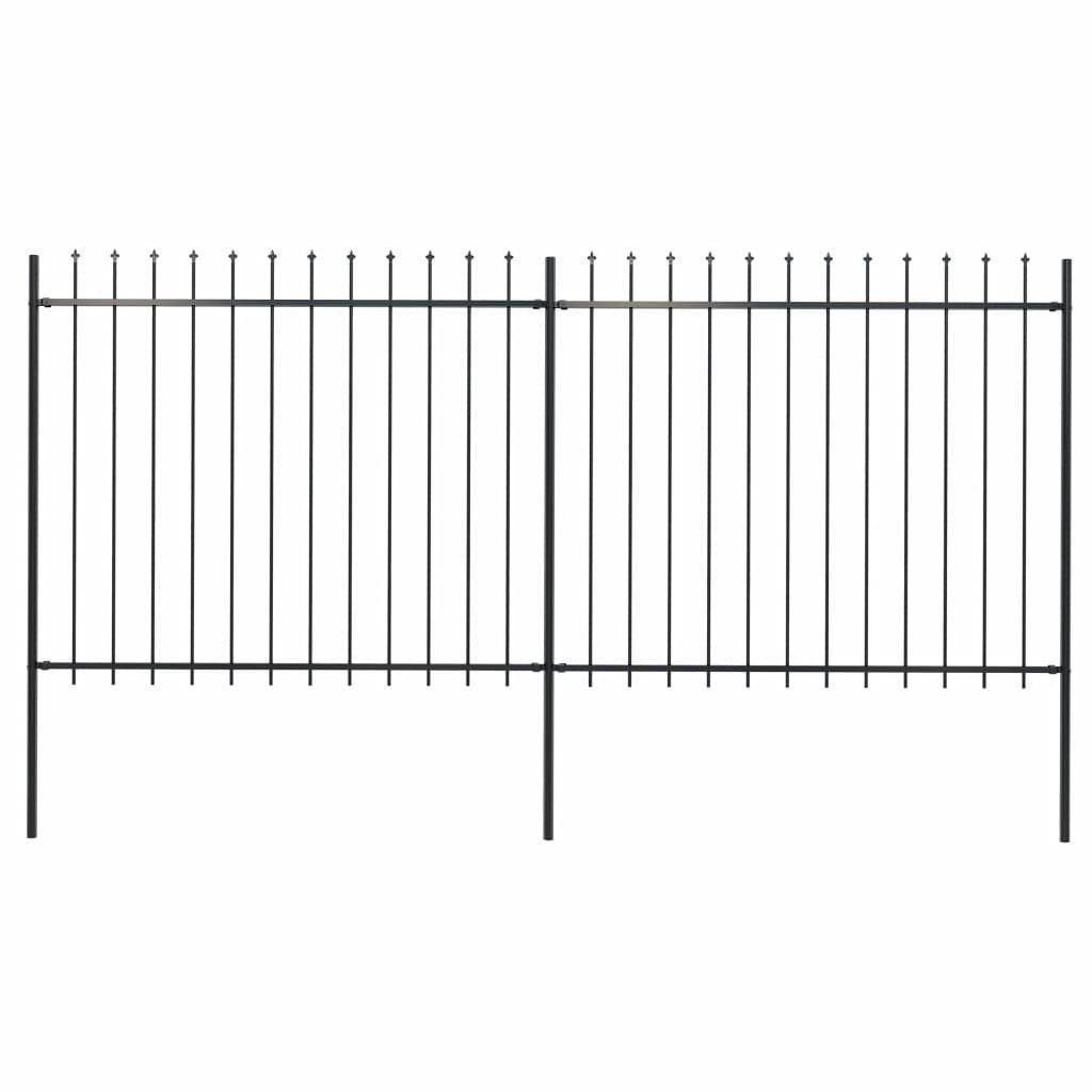 vidaXL Gartenzaun Gartenzaun mit Speerspitze Stahl 337 x 150 cm Schwarz, (1-St)
