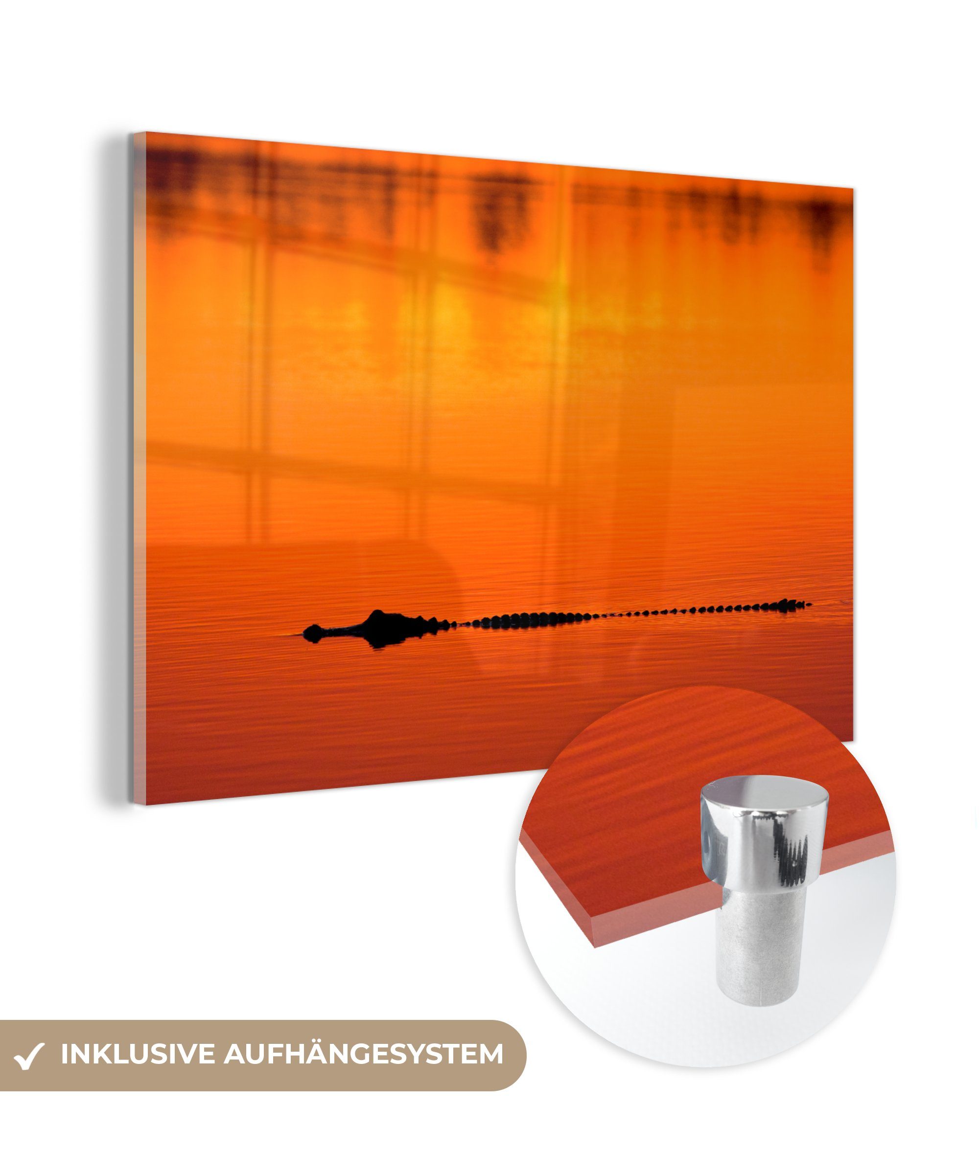 (1 - Schlafzimmer Wohnzimmer Wasser Orange Acrylglasbilder MuchoWow Sonne, - & Acrylglasbild St),
