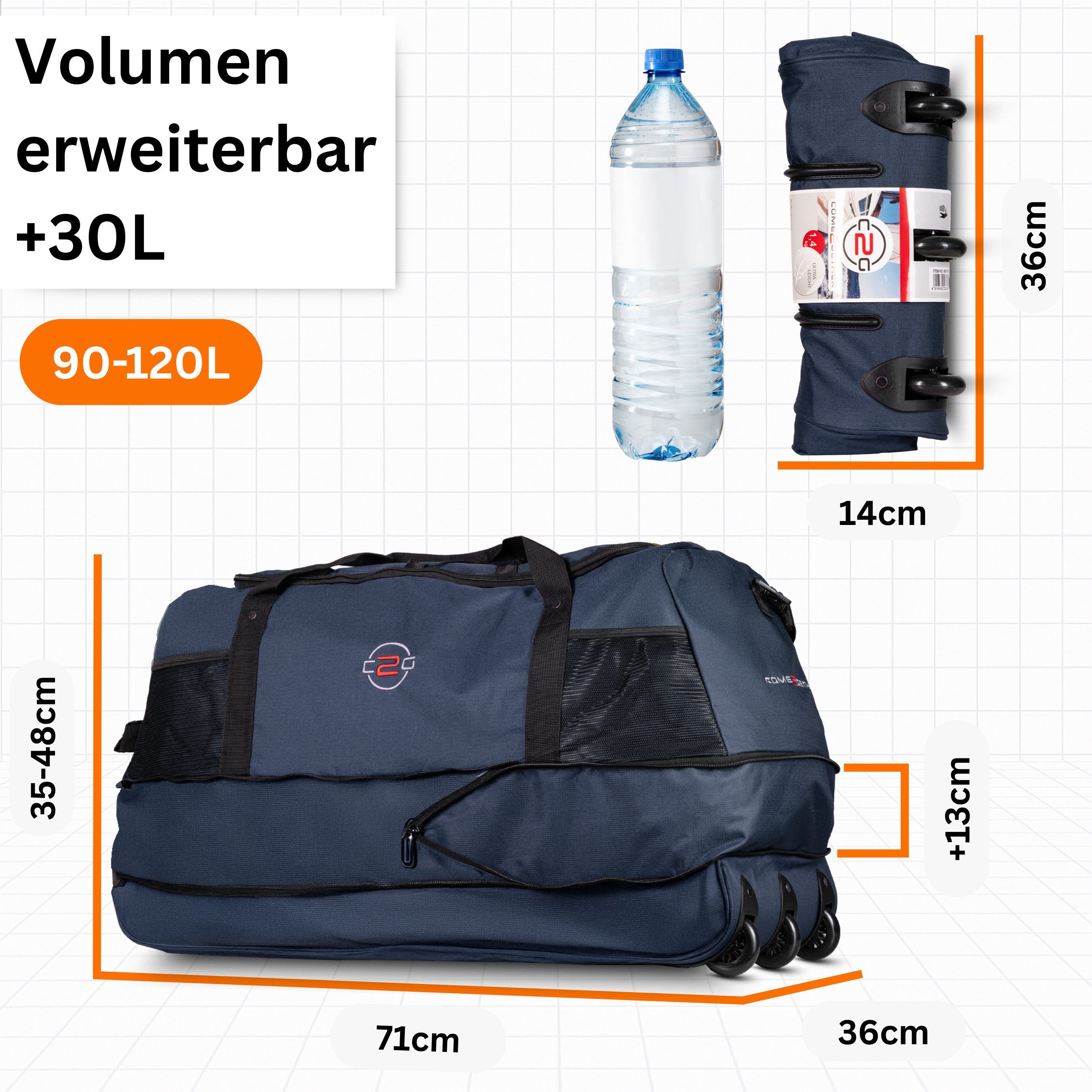 cocoono Reisetasche Faltbare Reisetasche mit Rollen 120 L – XXL Rolltasche – Bild 4 von 5