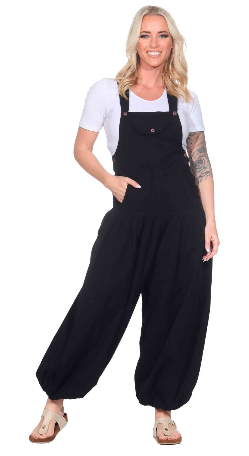 KUNST UND MAGIE Latzhose Hippie Latzhose Haremshose Hose Psy Goa 70er Overall Boho Jumpsuit
