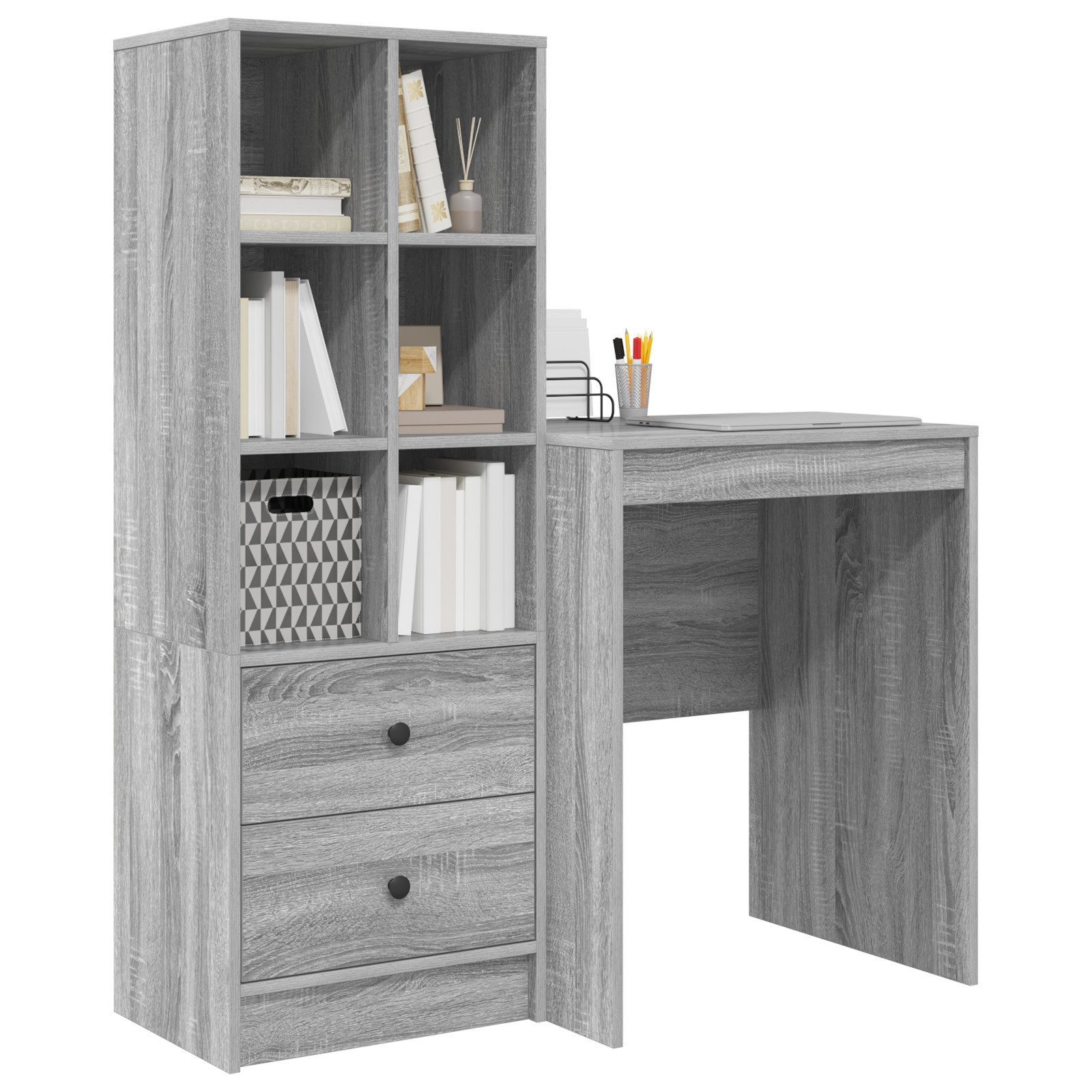 vidaXL Sideboard Schreibtisch mit Stauraum Grauer günstig online kaufen