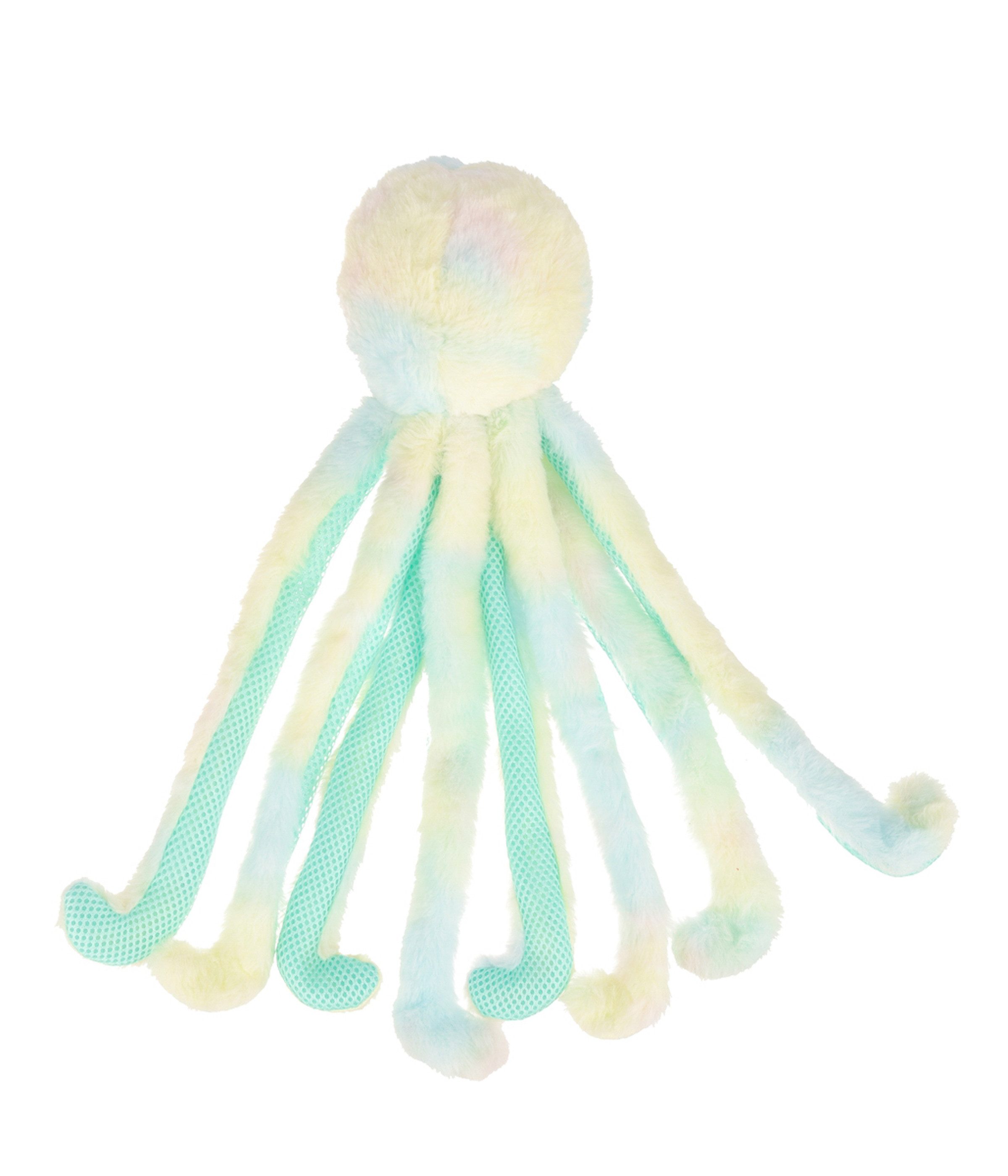 Dehner Tier-Beschäftigungsspielzeug Spielzeug Baby Octopus, Plüschtier für Hunde, ca. 15 x 9 cm, Polyester, inkl. Quitscher und Raschelpapier, in den Farben blau / türkis / grün