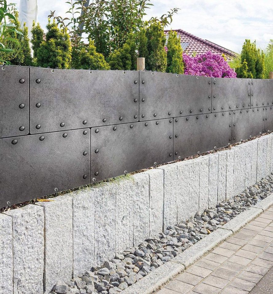 Thumbnail - MyMaxxi Sichtschutzzaunmatten Zaunbanner dunkle Stahlwand Sichtschutz Garten Zaun