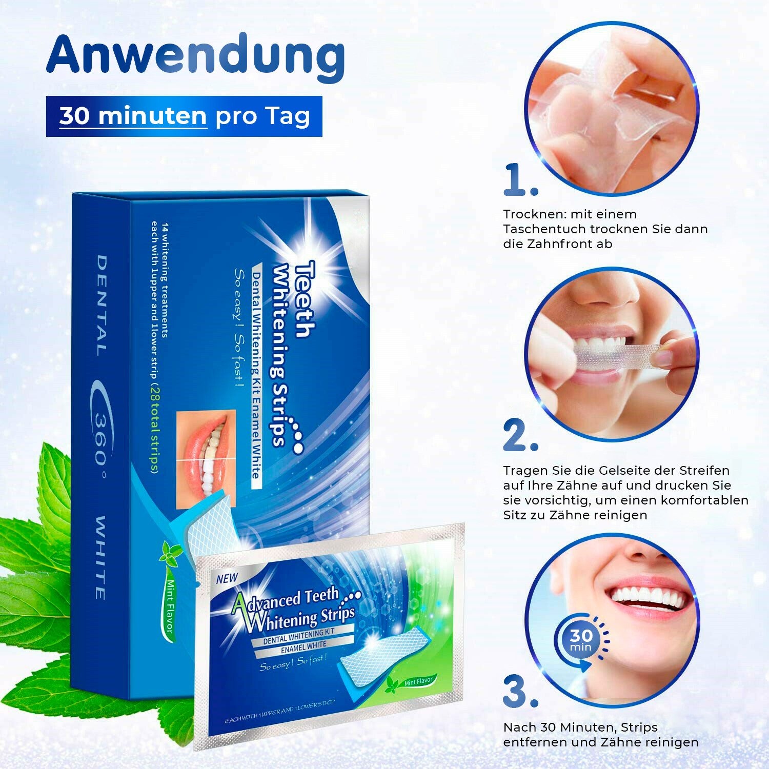 P-Beauty Cosmetic Accessories White Stripes 3D White Zahnaufhellungsstreifen 56St.