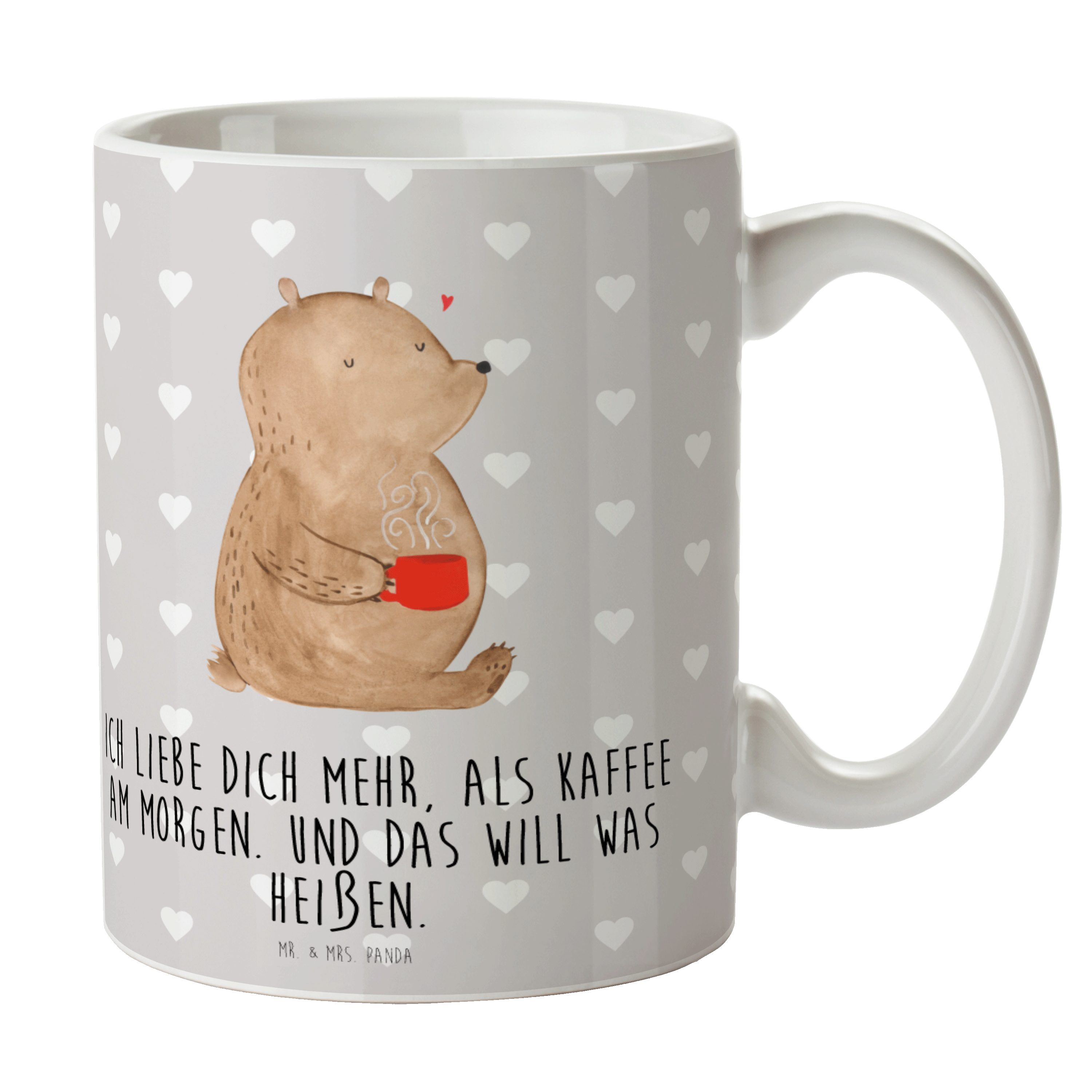 - & Geschenk, Pastell Tasse Keramik Mr. Geschenk, Mrs. Liebesgeschenk, Grau - Panda Bär Morgenkaffee