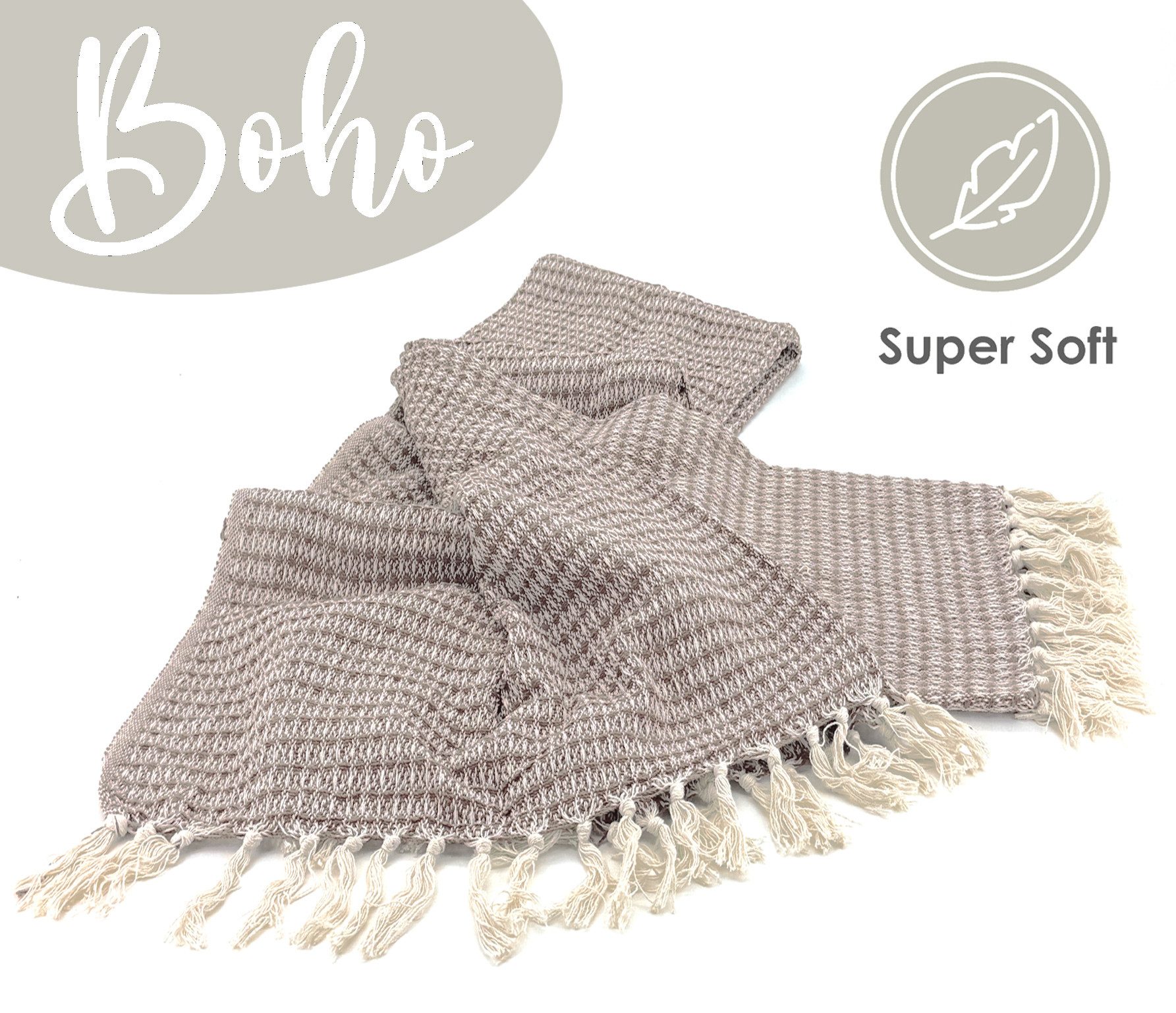 Wohndecke Strick Kuscheldecke Wolldecke Sofadecke 180x130 cm, heimtexland, Fransen Strickdecke Boho I 100% BW I weich, warm, natürlich