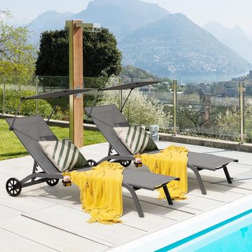 KOMFOTTEU Relaxliege Liegestuhl, mit Sonnenblende, verstellbare Rückenlehne