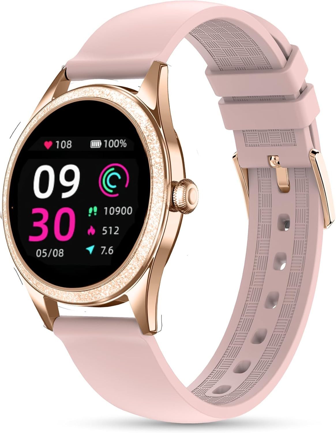LUNIQUESHOP Smartwatch (3 cm, android ios), Elegante Damen Smartwatch mit Gesundheitsfunktionen und stilvollem
