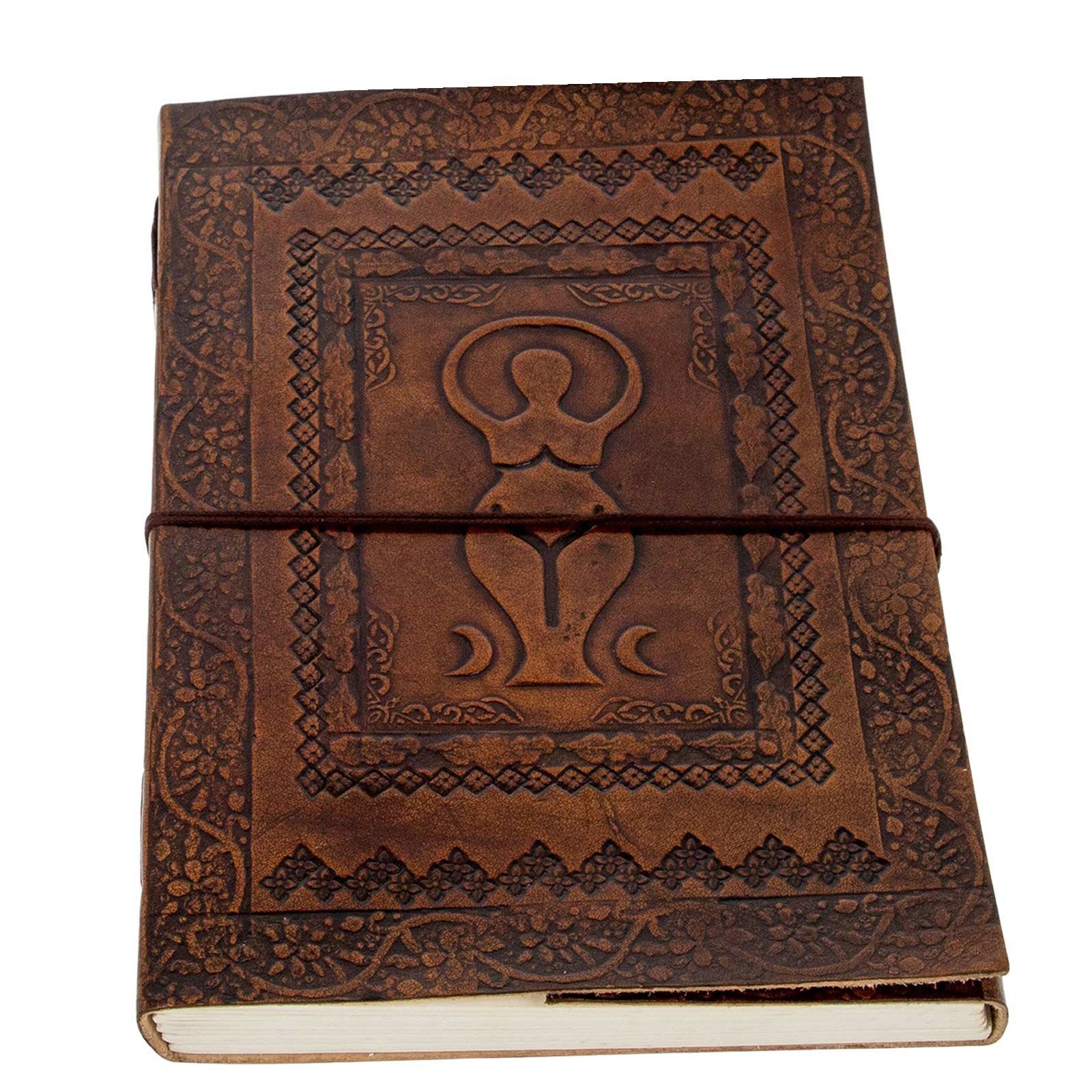 KUNST UND MAGIE Tagebuch Leder Tagebuch Notizbuch Wicca Große Göttin Mondgöttin 25x18cm XL