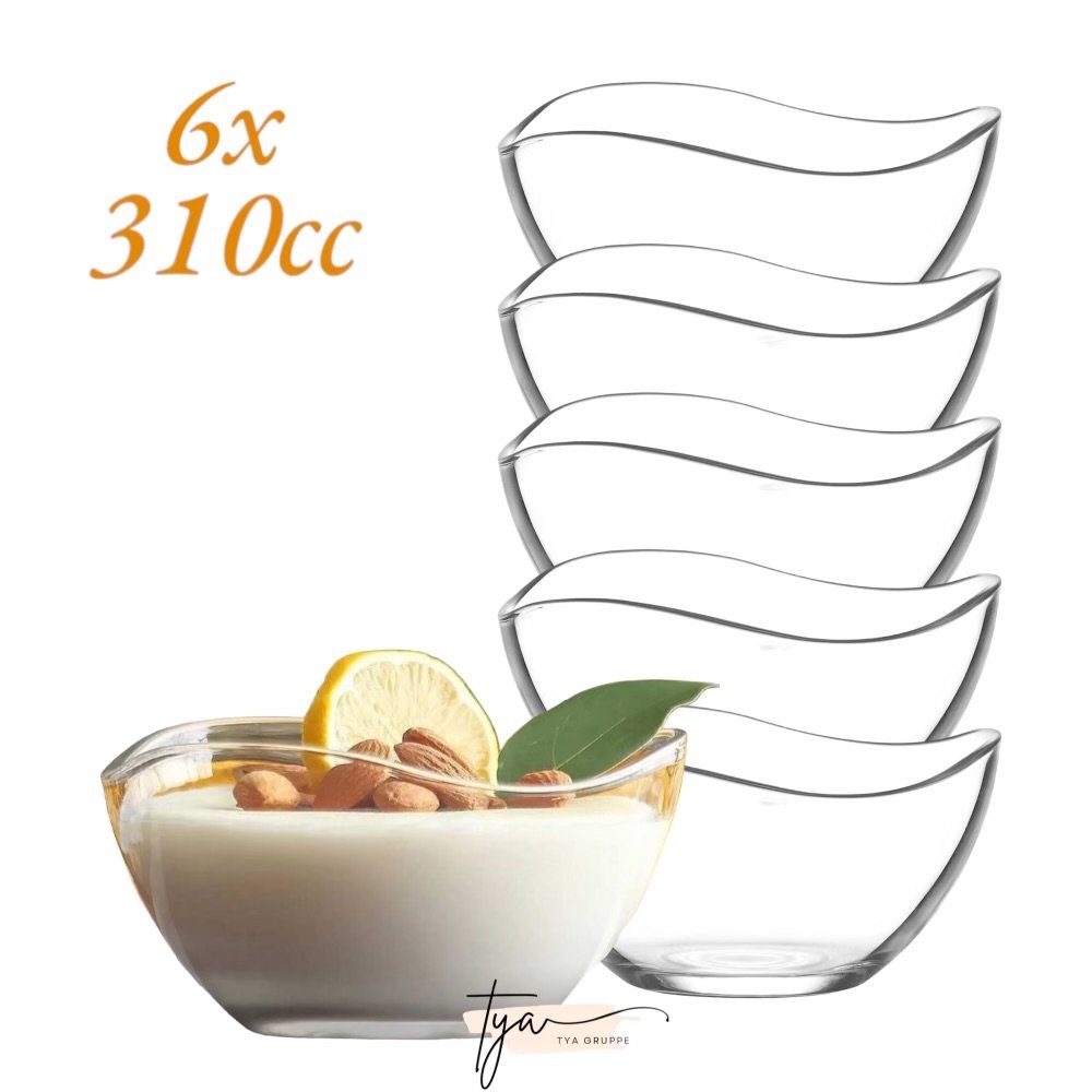 Schalen Glas, (6-tlg) Ditac Glasschalen Schale Dessertschale Gläser, 310ml Vorspeise
