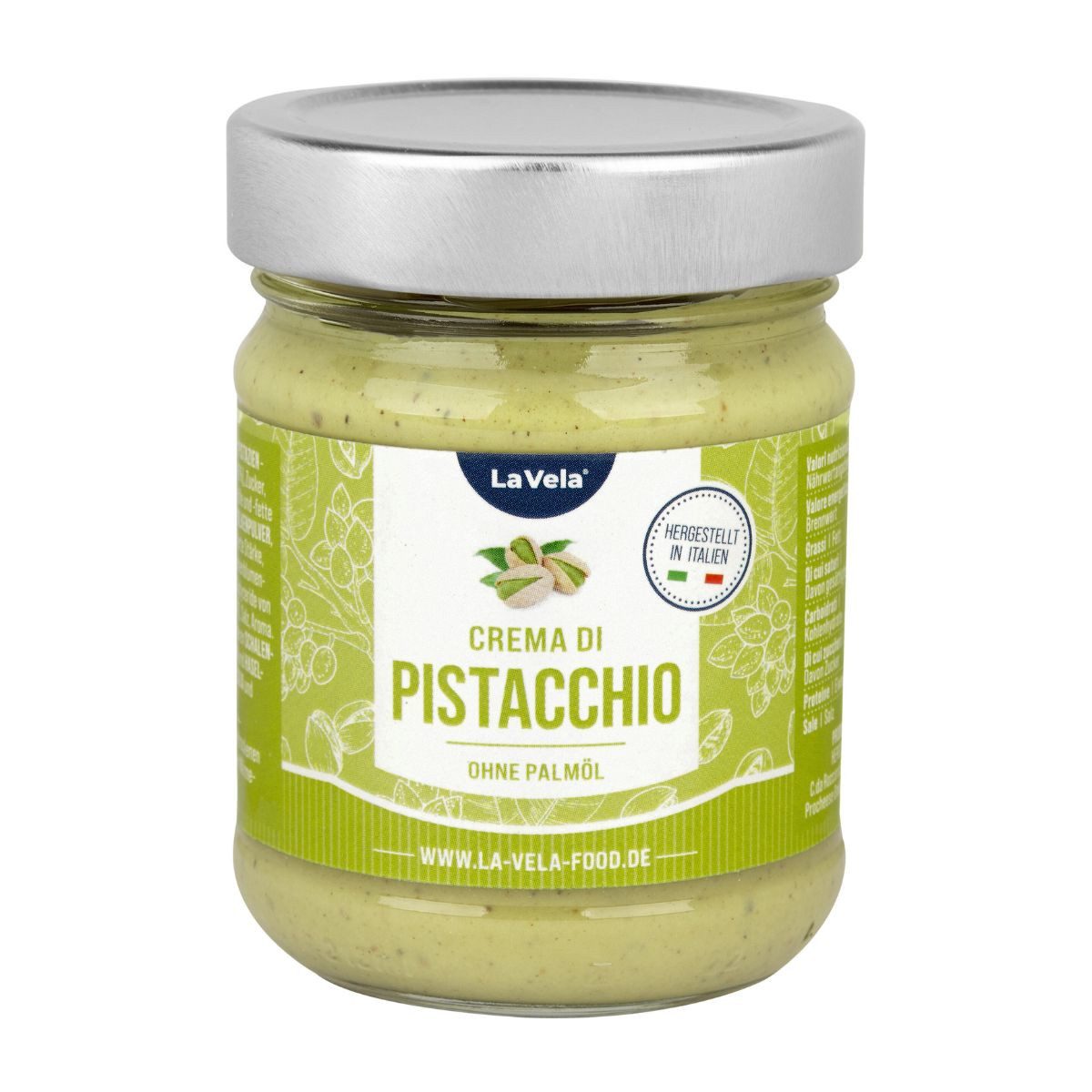 La Vela Nussaufstrich La Vela Crema di Pistacchio, süße Pistaziencreme, 190 g, ohne Palmöl