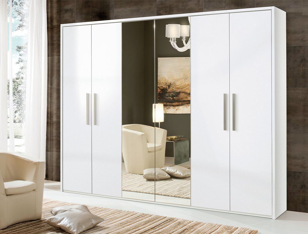 JVmoebel Kleiderschrank 6 Türen Kleider Schrank Designer Schränke Spiegel Möbel Sofort (Kleiderschrank) Made in Europa