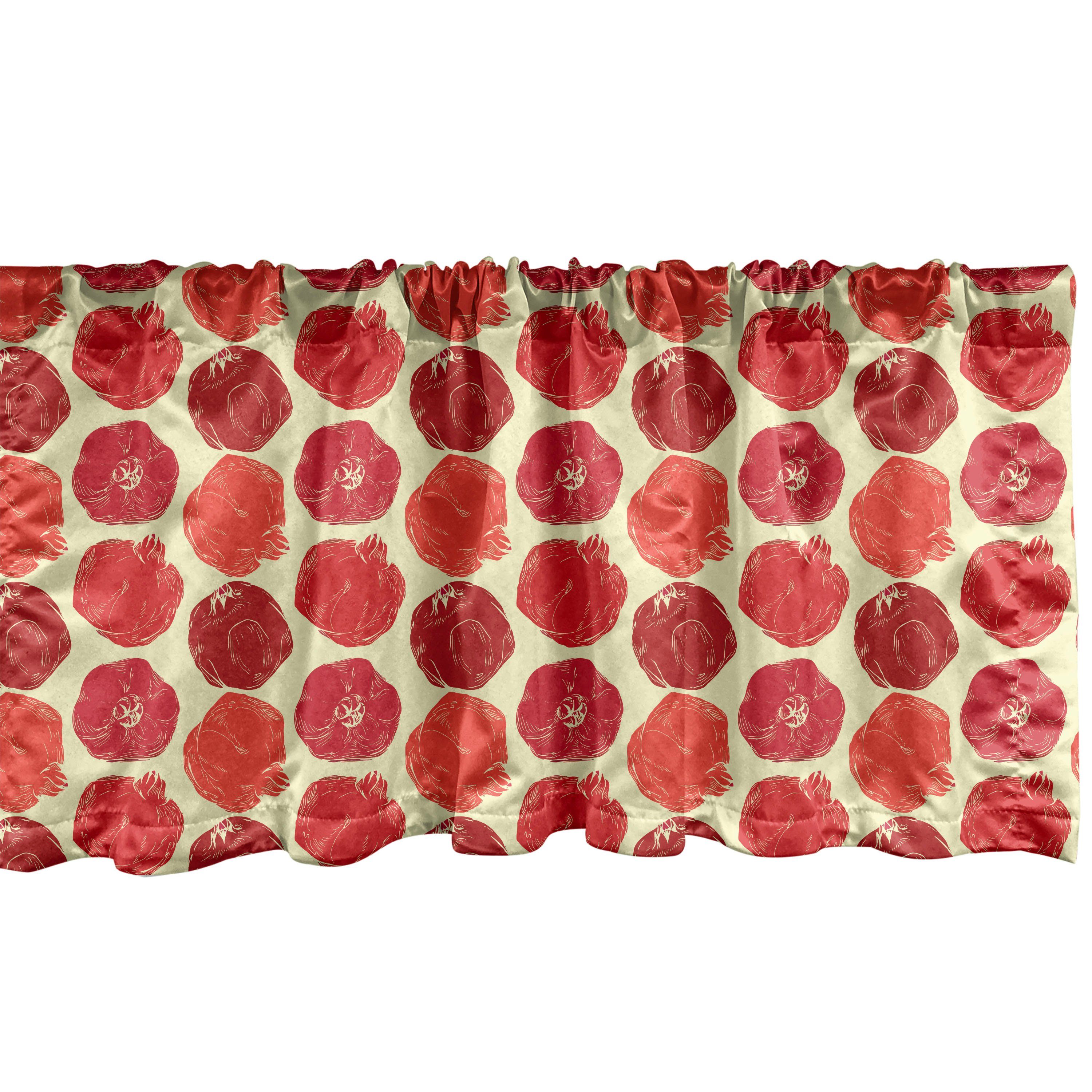 Scheibengardine Vorhang Volant für Küche Schlafzimmer Dekor mit Stangentasche, Abakuhaus, Microfaser, Früchte Warmtonige Pomegranates Kunst