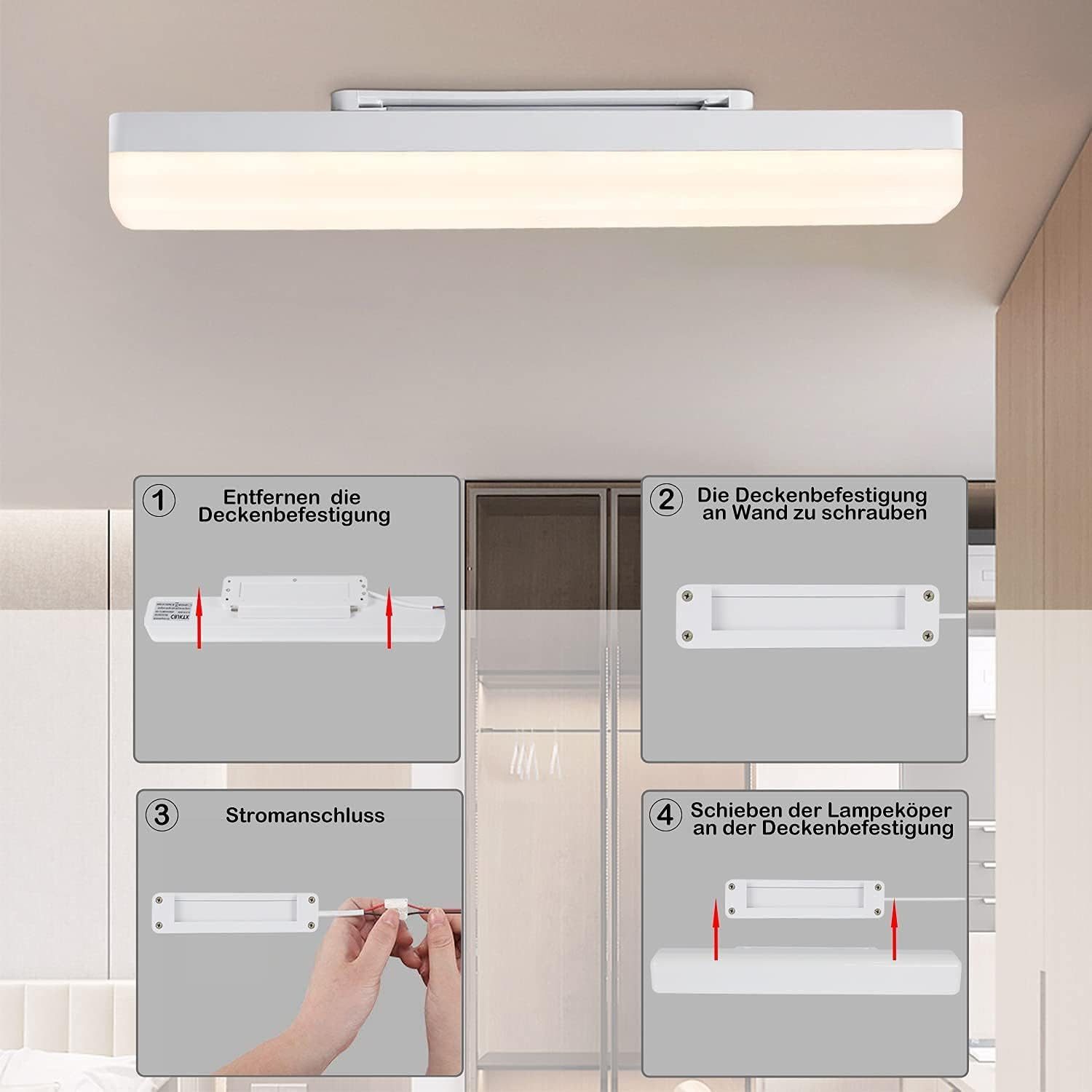 Nettlife LED Deckenleuchte weiß Licht hocheffiziente Lichtverteilung 20/40/60/90CM 4000K, LED fest integriert, Küche Wohnzimmer Schlafzimmer Esszimmer Balkon Fl – Bild 3 von 5