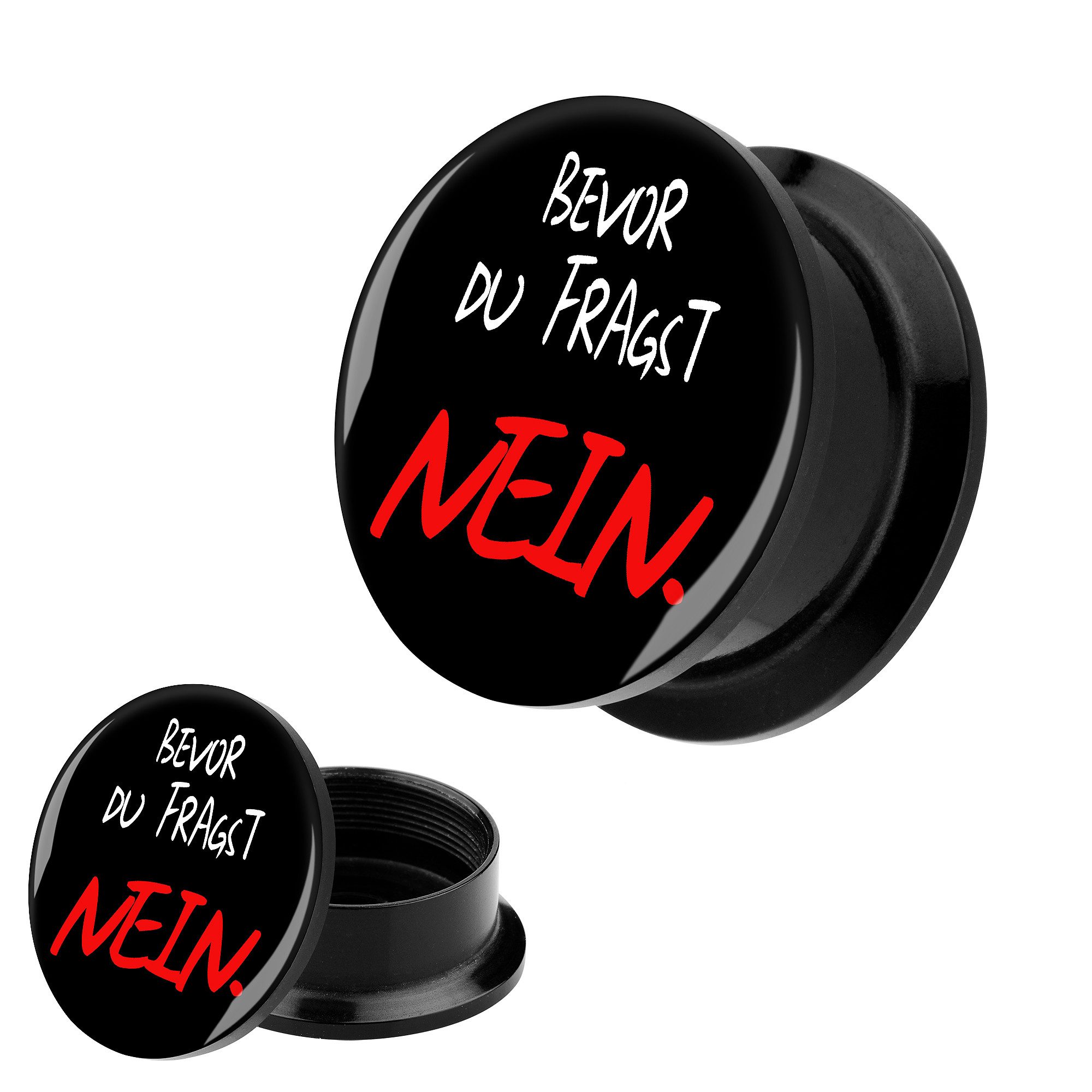 Taffstyle Plug Picture Tunnel Gewinde Plug Motiv Bevor du fragst NEIN Schwa günstig online kaufen