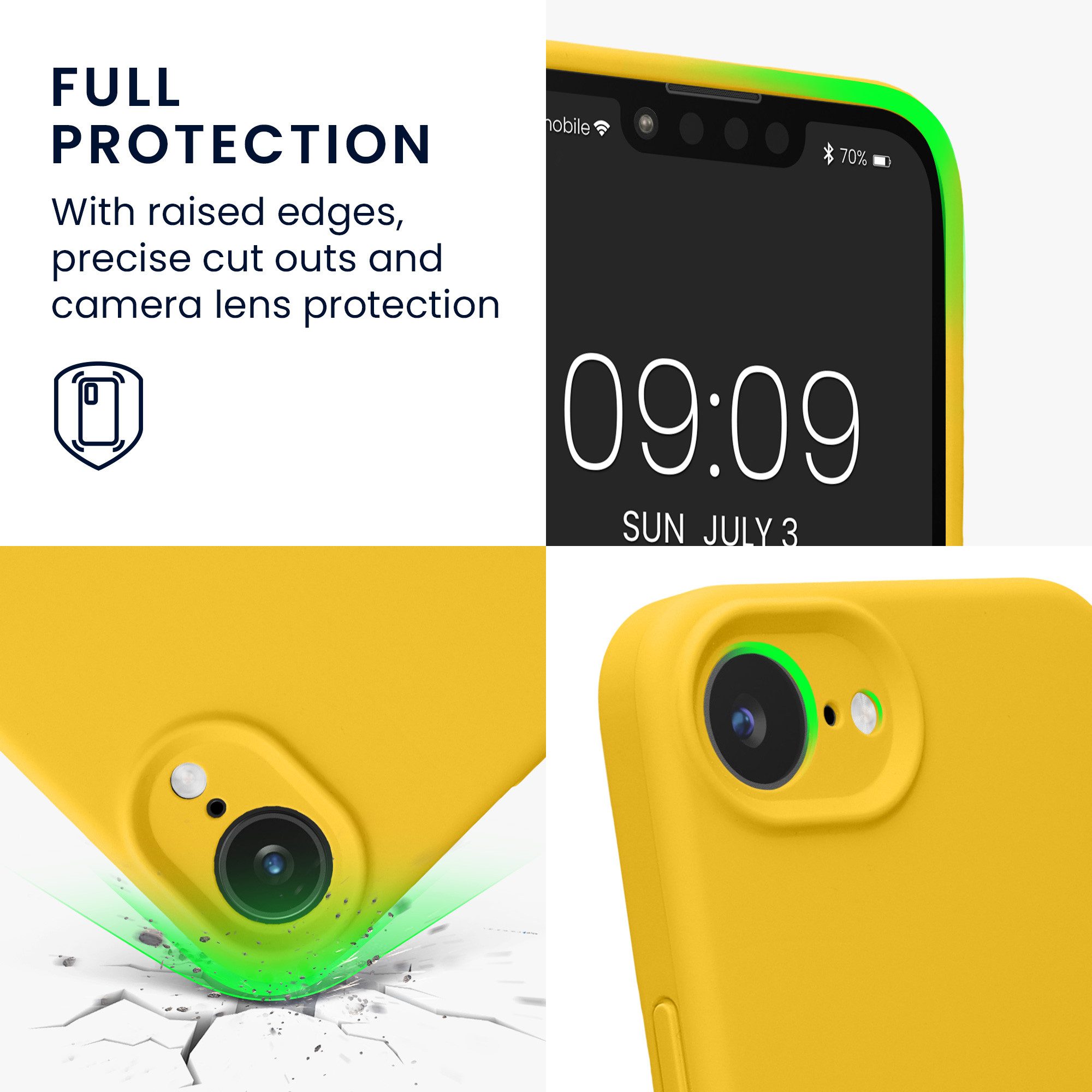 kwmobile Smartphone-Hülle Handyhülle für Apple iPhone 17e / iPhone 16e Hülle, Hülle Silikon gummiert - Handyhülle - Handy Case in Strahlend Gelb