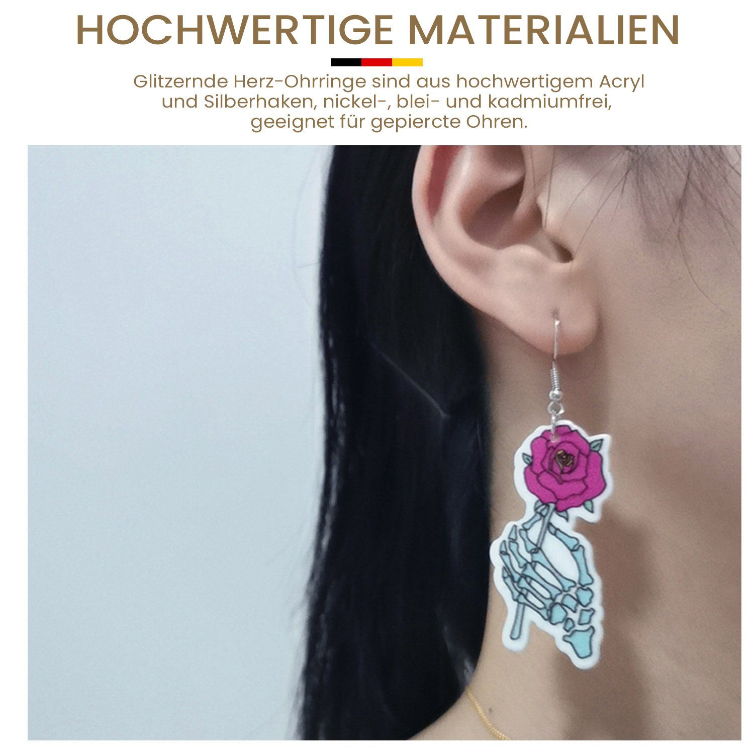 MAGICSHE Ohrring-Set Rosa Ohrringe Liebesformen Halloween (1 Paar), Skelette